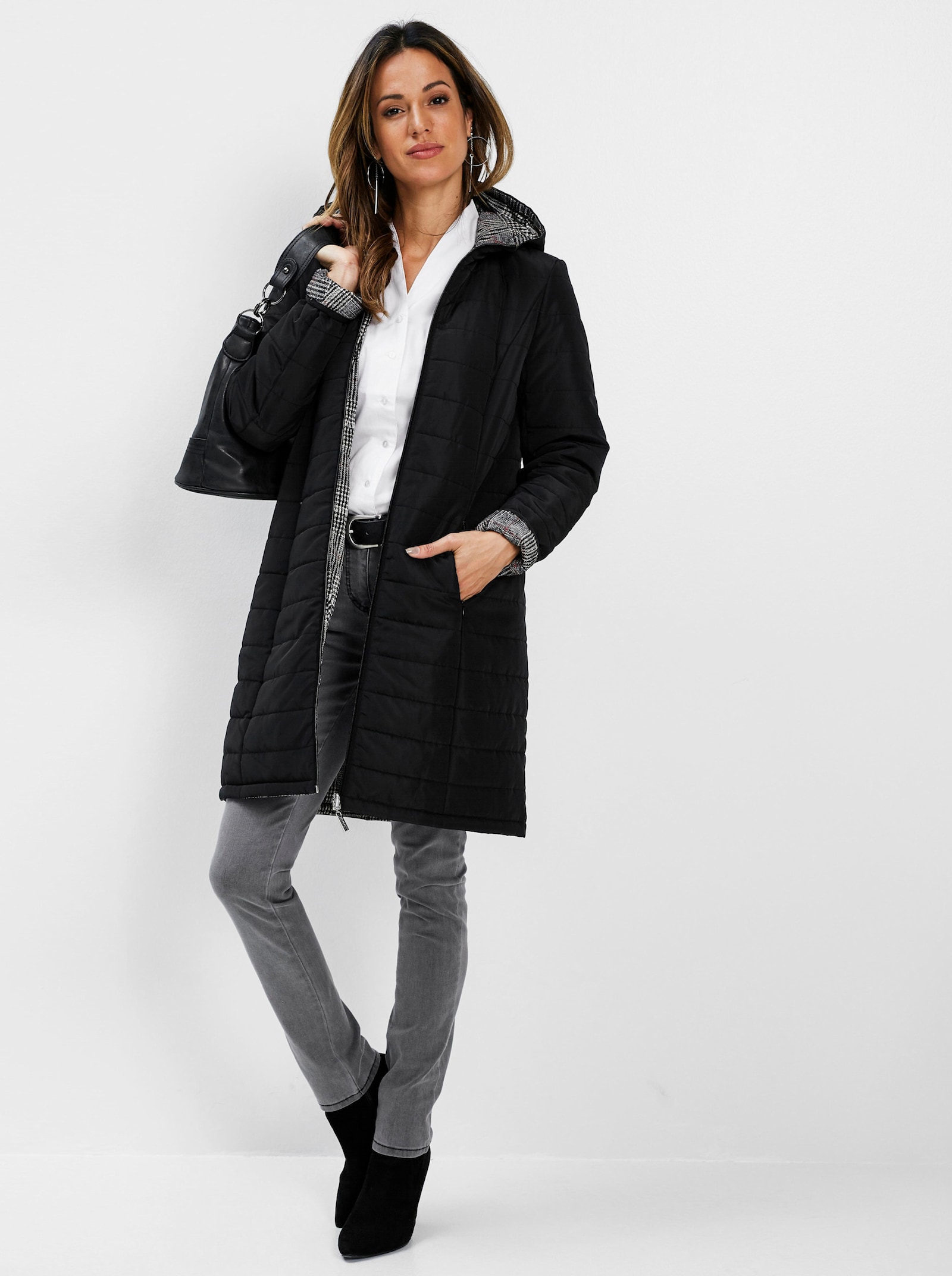 Manteau matelassé réversible - noir