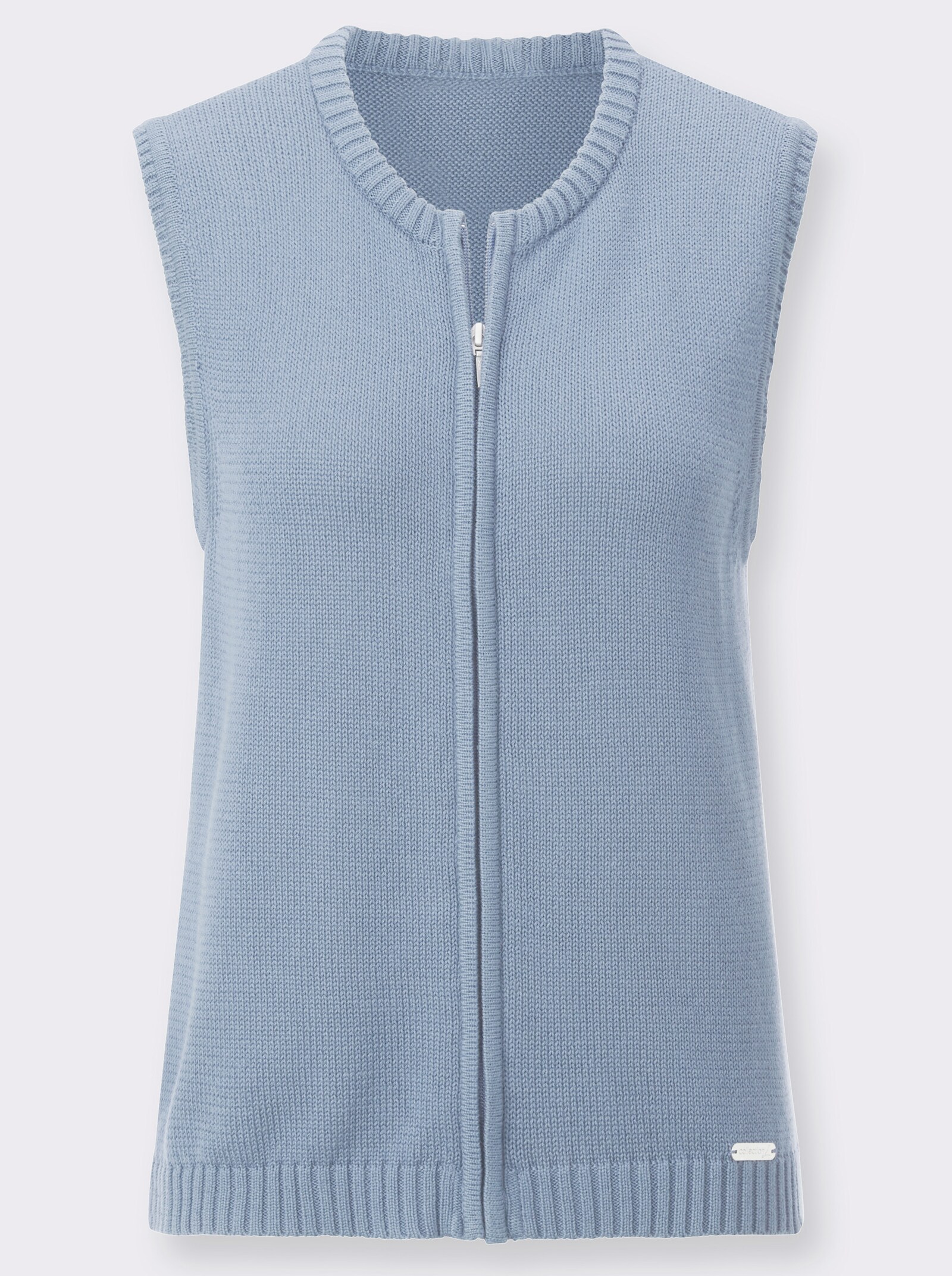 Strickweste mit Reißverschluss - eisblau
