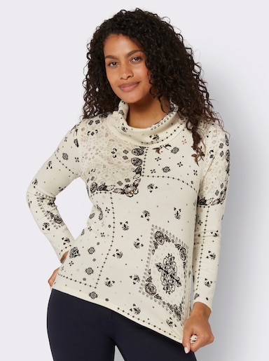 Pullover met print - champagne/zwart bedrukt