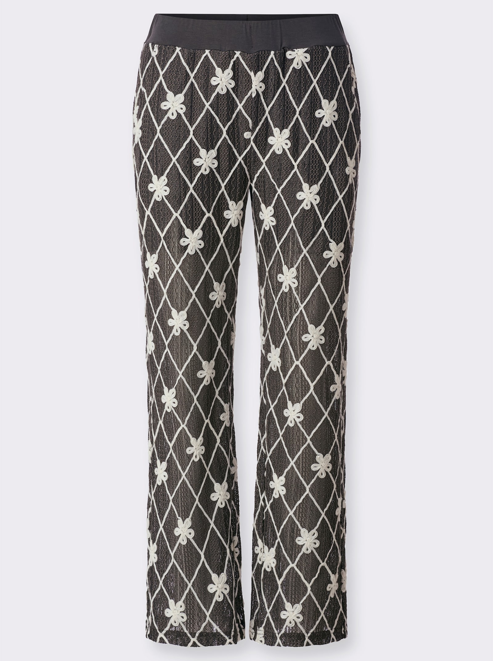 Marlene-Hose in Bändchengarn-Optik - graphit-champagner