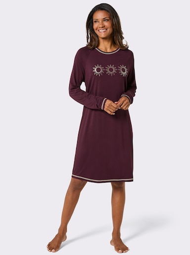 wäschepur Sleepshirt mit Sonnen-Motiven - burgund