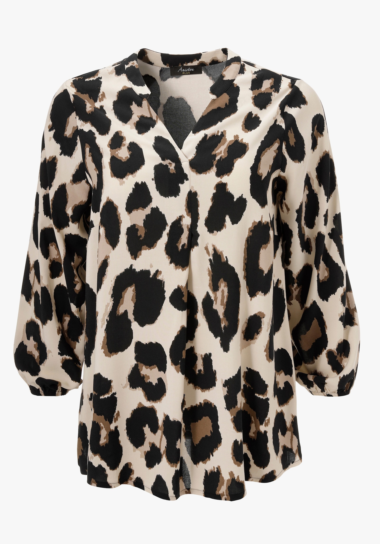 Aniston PLUS Schlupfbluse - beige-schwarz-taupe