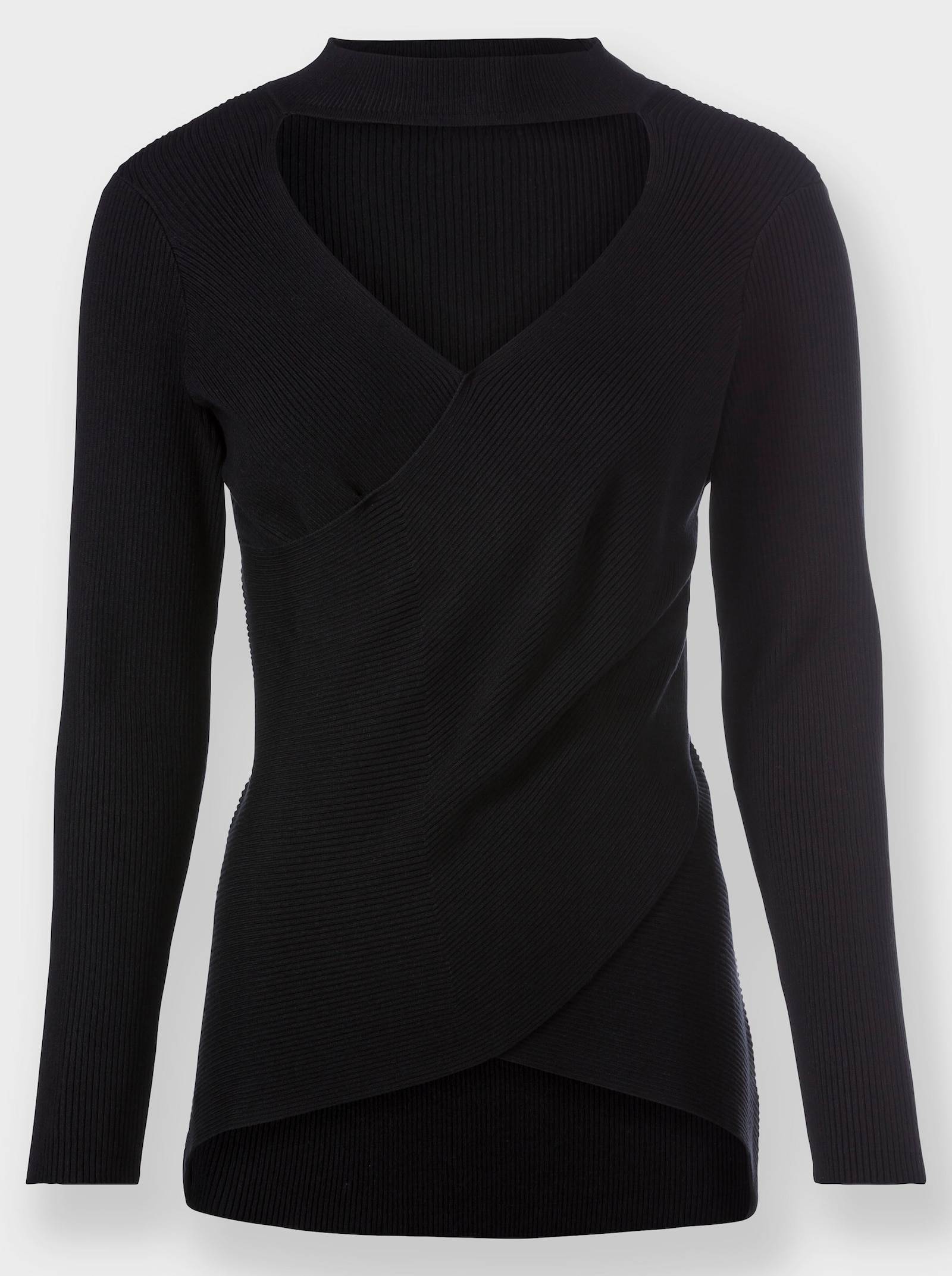 heine Pullover im Wickel-Look - schwarz