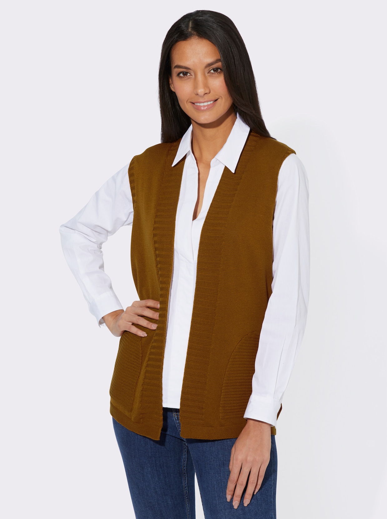 Mouwloos vest - cognac