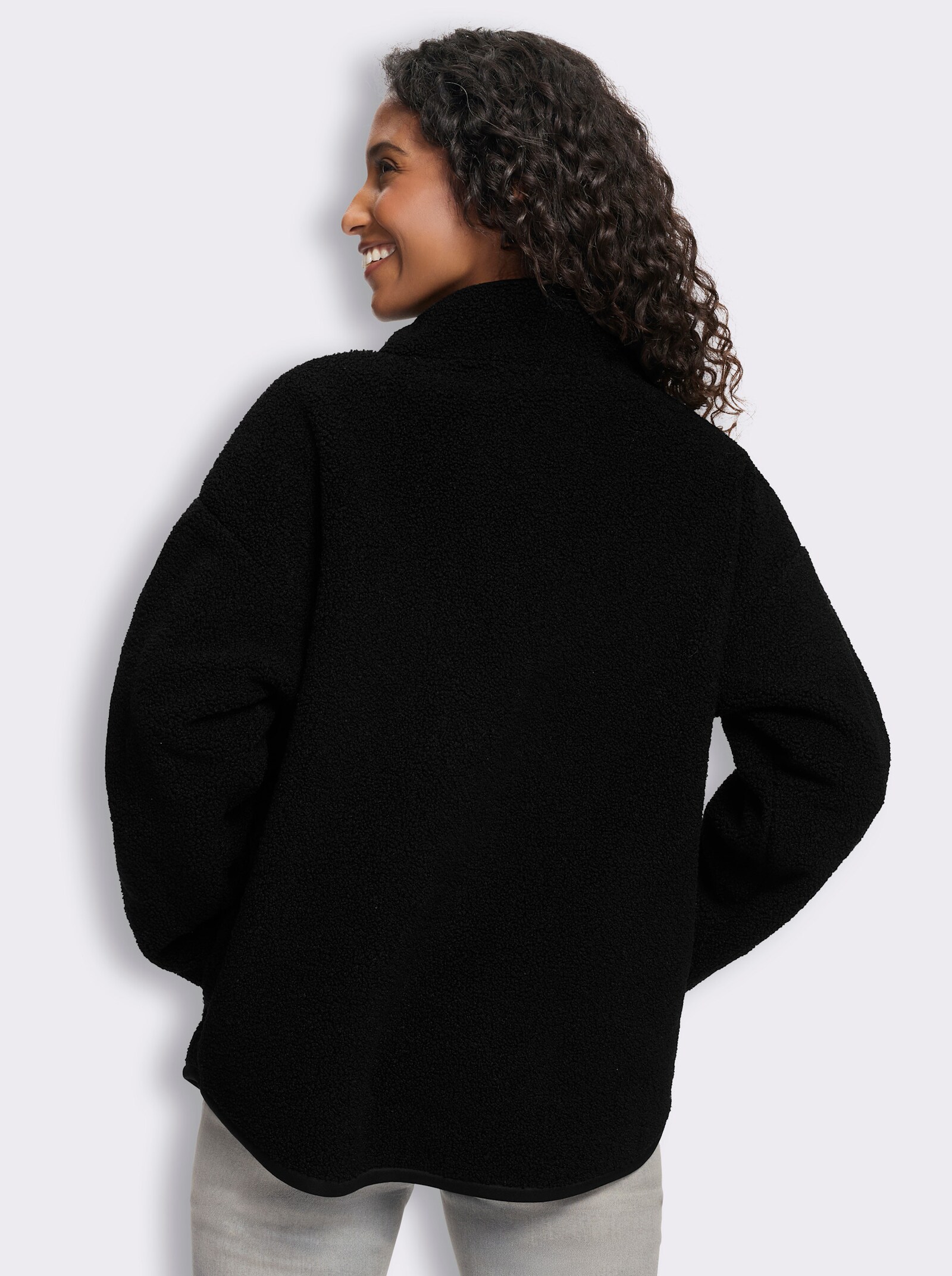 heine Wendeshirt aus Teddy-Fleece - schwarz