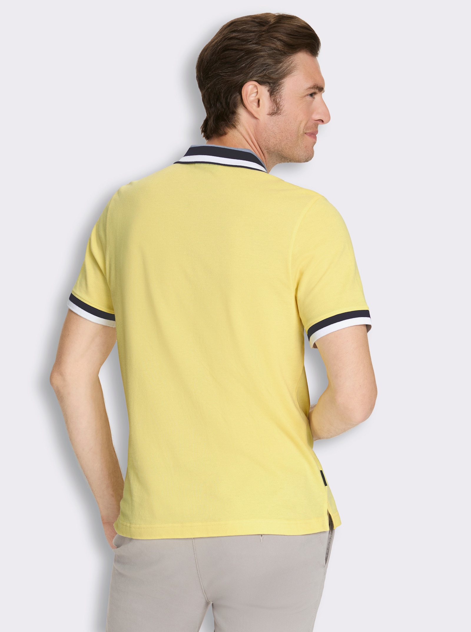 Marco Donati Kurzarmshirt in Pikee-Qualität - zitrone