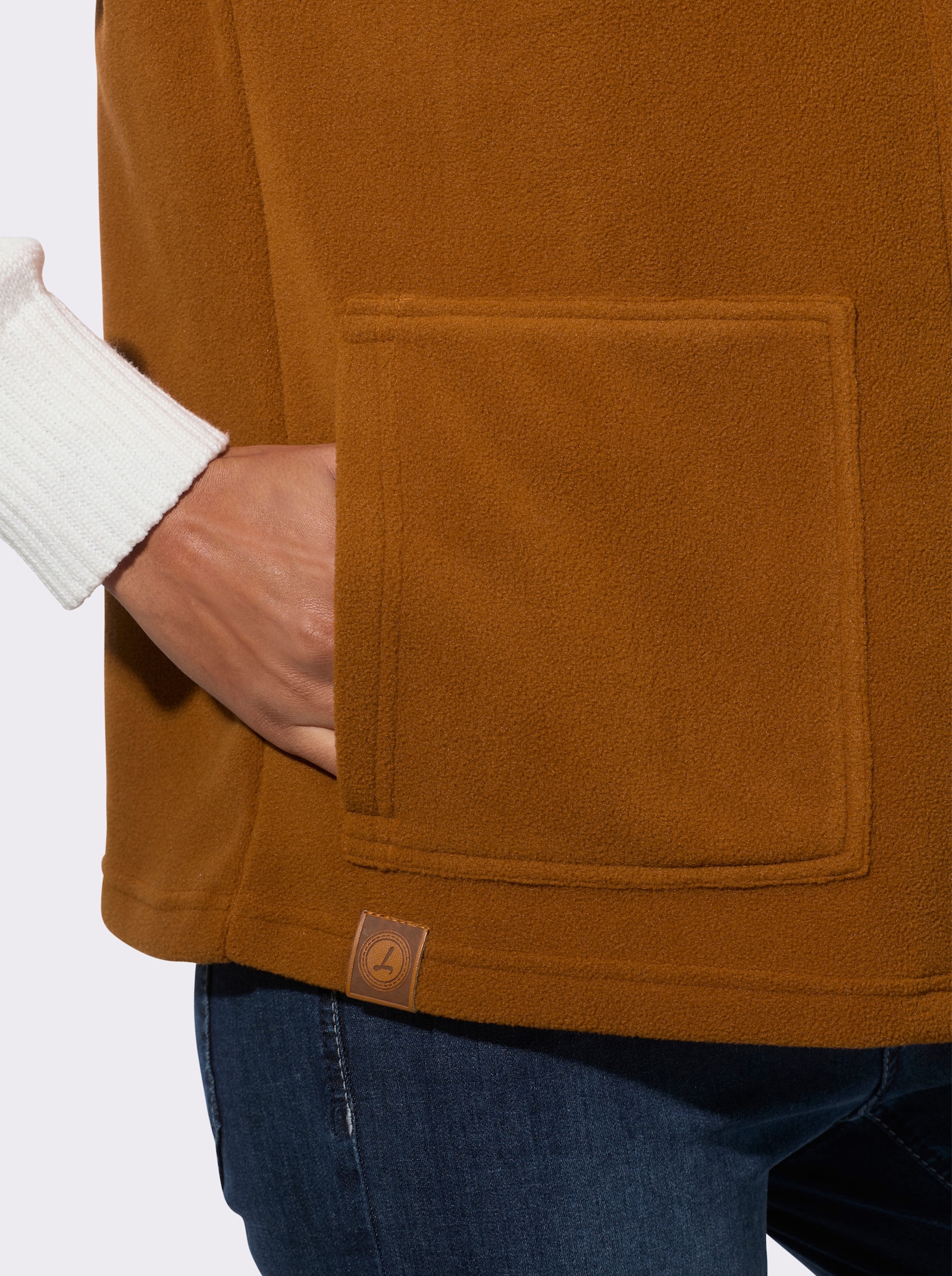 Fleeceweste mit Knopfleiste - cognac