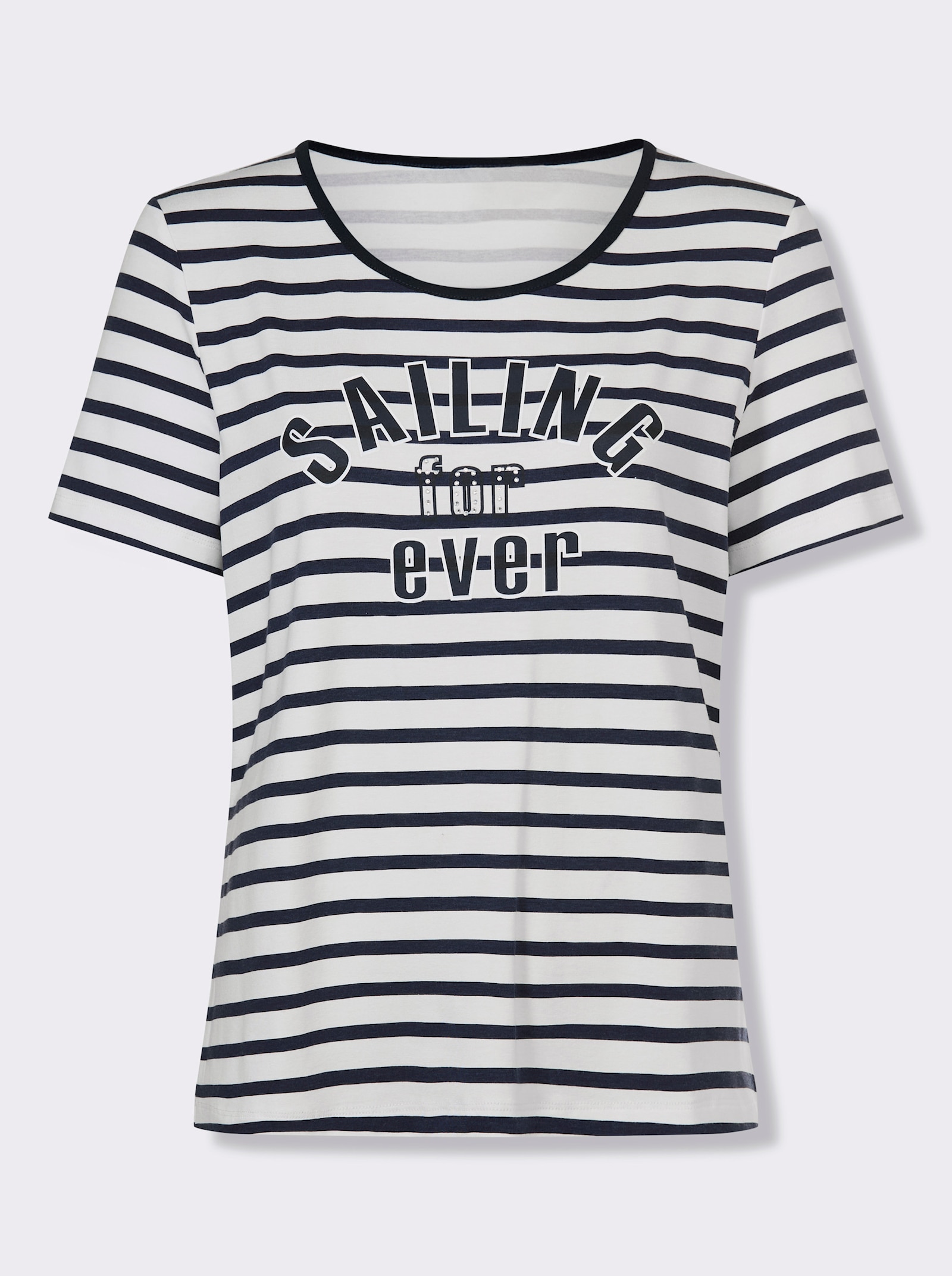 heine T-shirt rayé avec effets brillants - blanc-marine à rayures fines