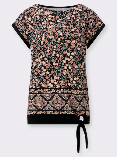 Shirt met korte mouwen - papaja/zwart bedrukt