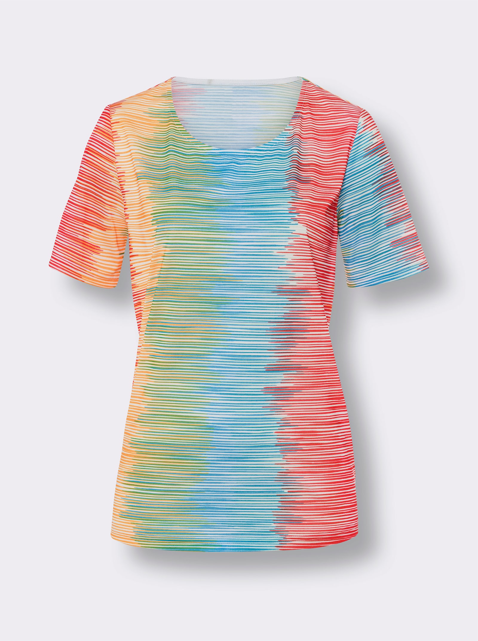 Shirt met korte mouwen en kleurverloop - rood/turquoise bedrukt