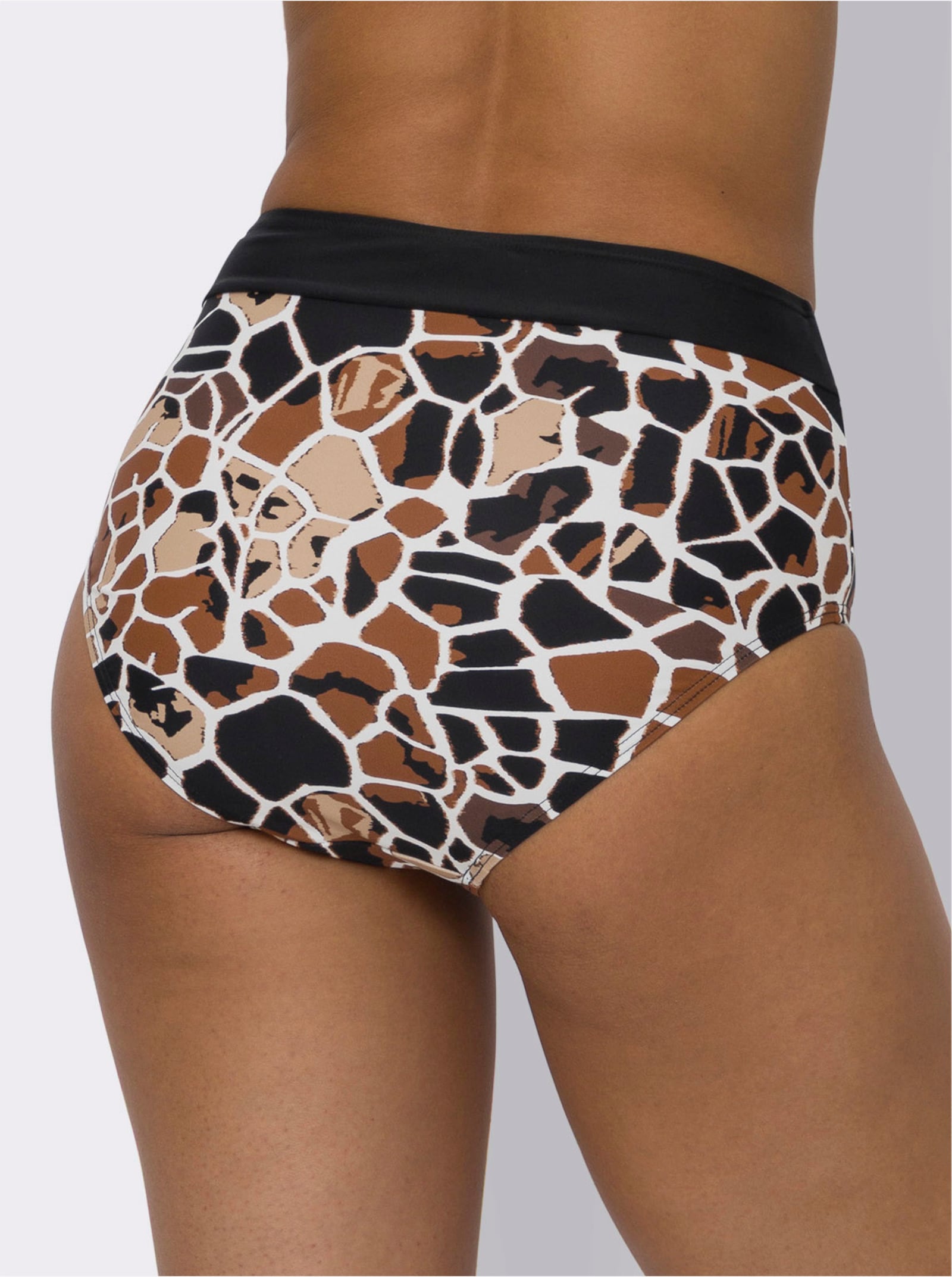 Bikini-Hose mit Rundum-Dehnbund - champagner-schoko-bedruckt