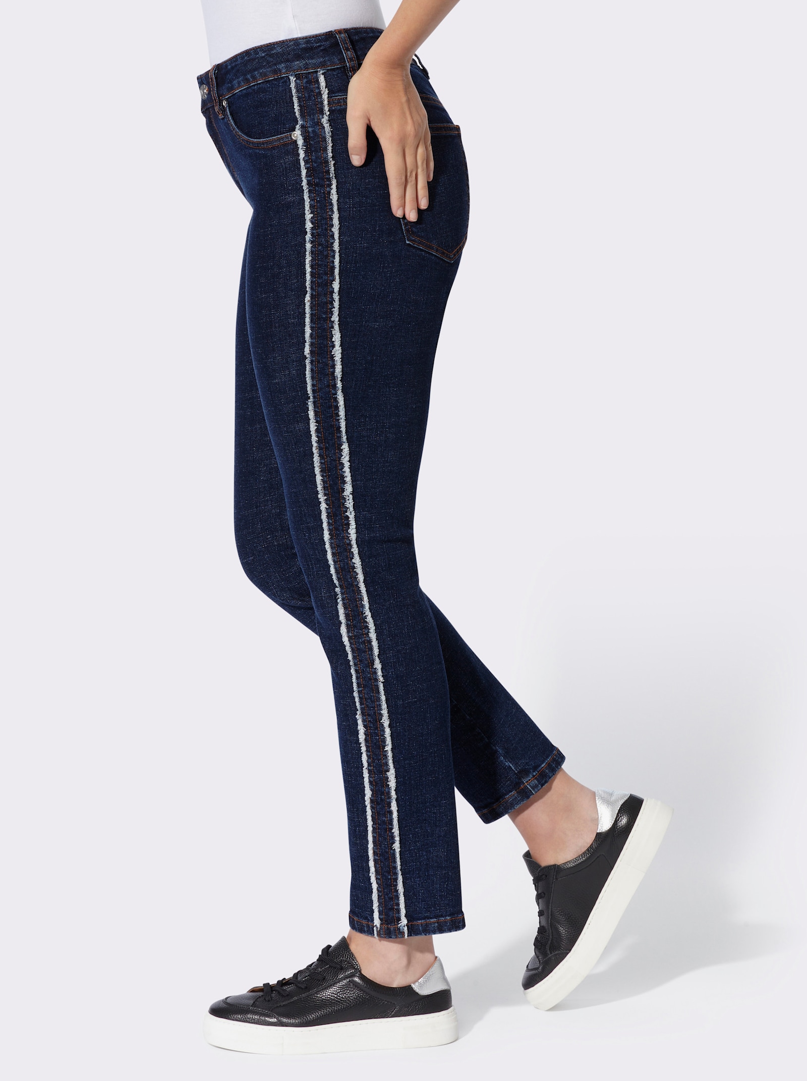 heine 5-Pocket-Jeans mit Galonstreifen - dark blue