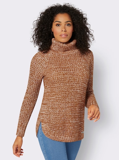 Pullover - cognac-ecru-meliert