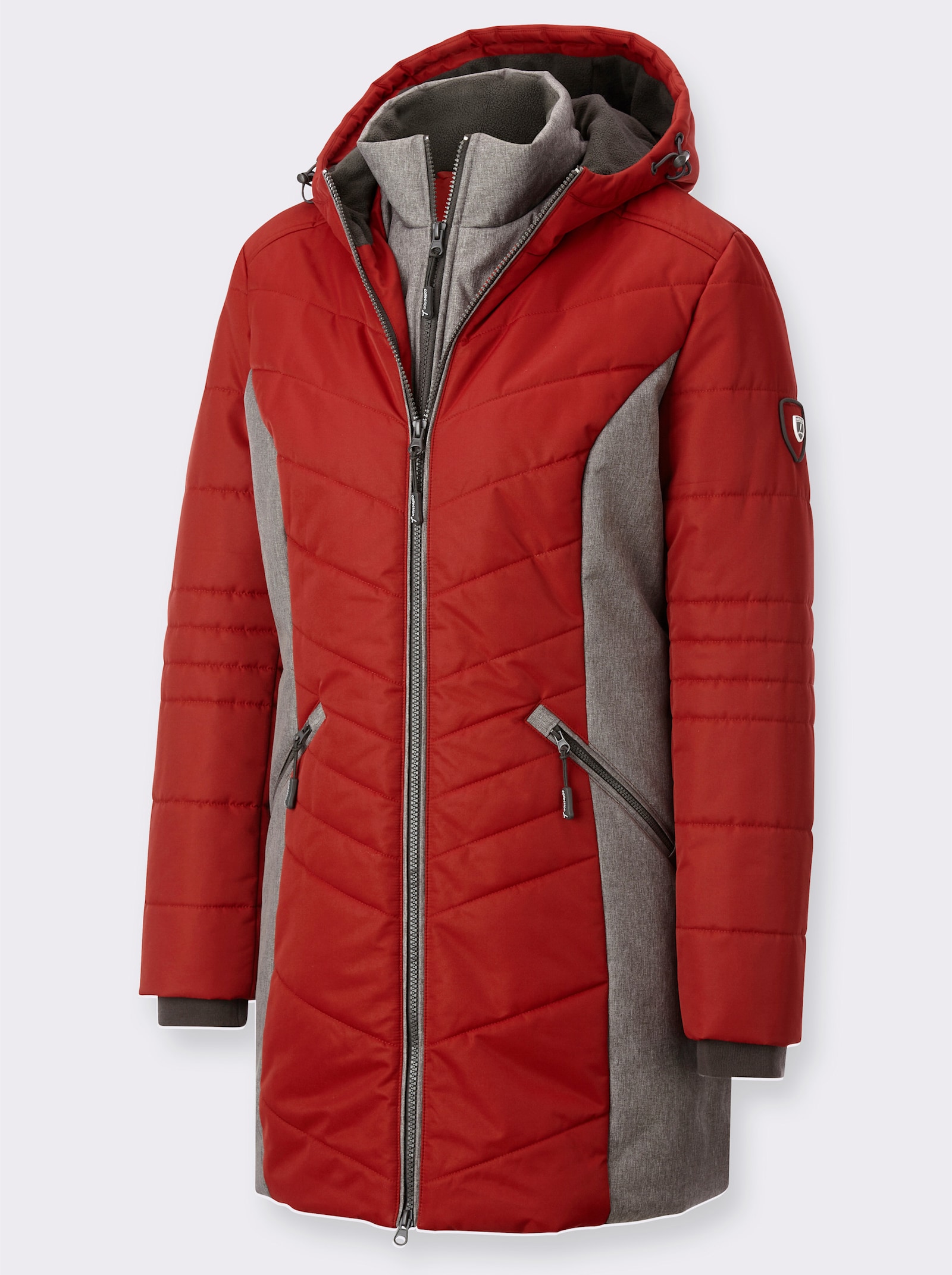 2-In-1-jack met giletinzet - kers/antraciet