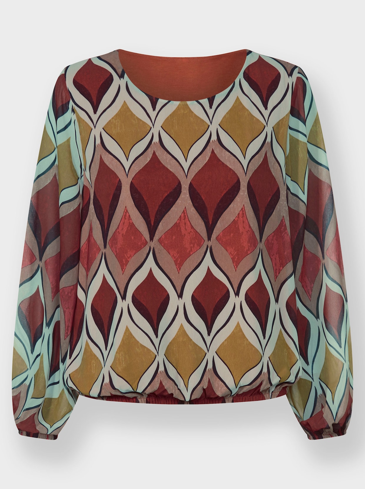 heine Druckbluse - terra-ocker-bedruckt