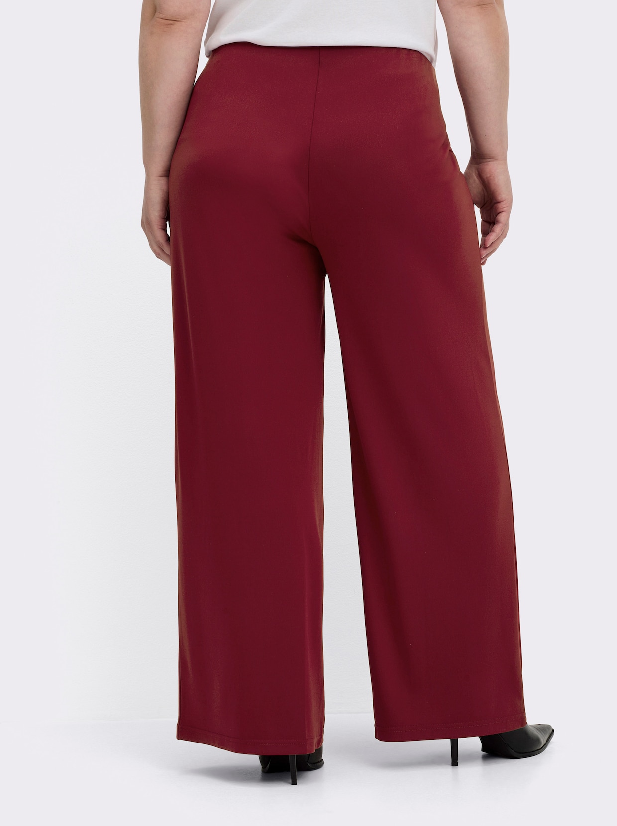 Palazzohose mit Elastik-Bund - dunkelrot