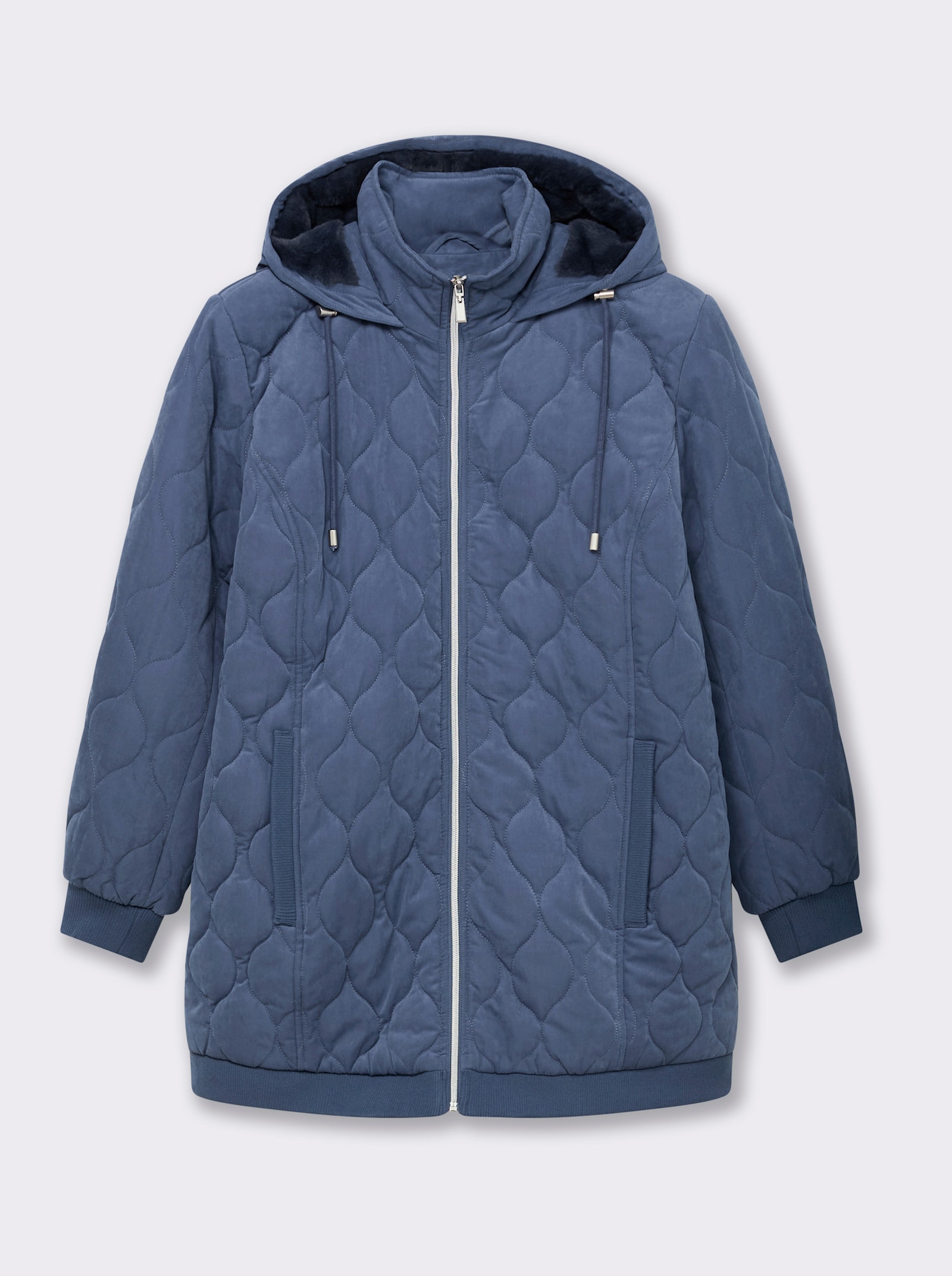sheego Blousonjacke mit Wellensteppung, warm wattiert - rauchblau