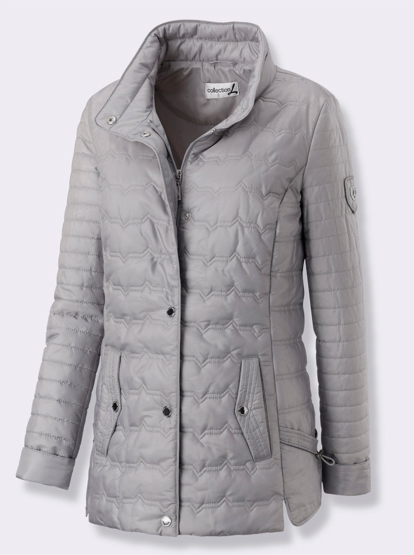 Steppjacke in kontrastreicher Verarbeitung - steingrau