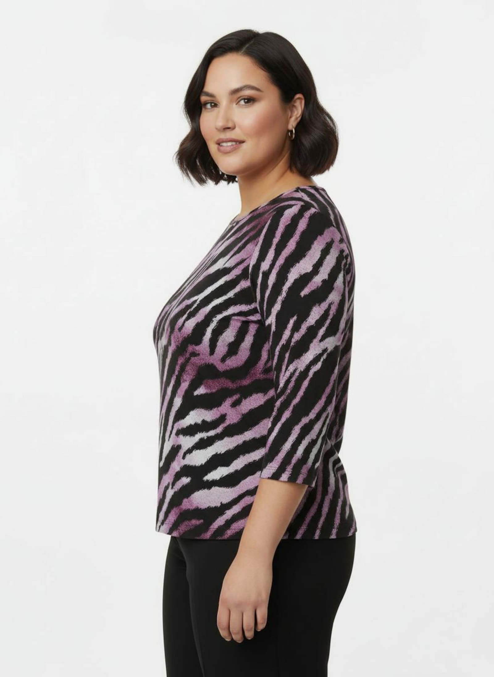 Print-Shirt im Animal-Dessin - schwarz-burgund-bedruckt