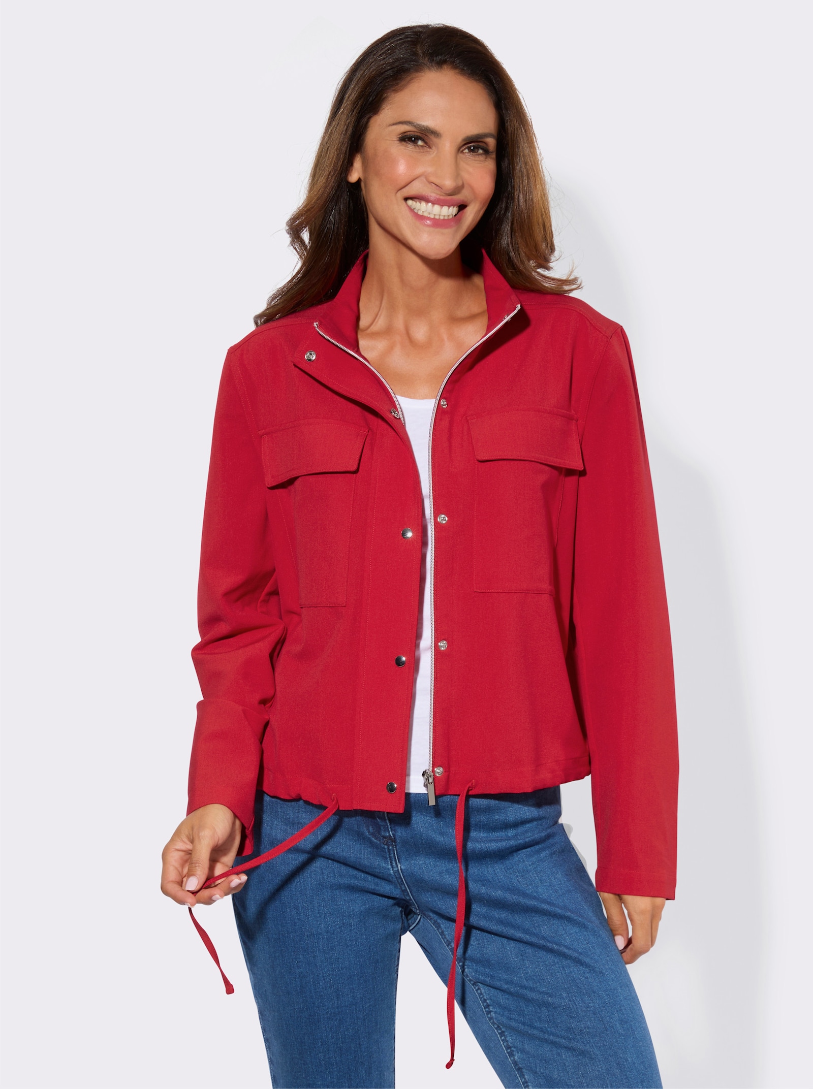 Blouson-Blazer mit verdecktem Reißverschluss - rot