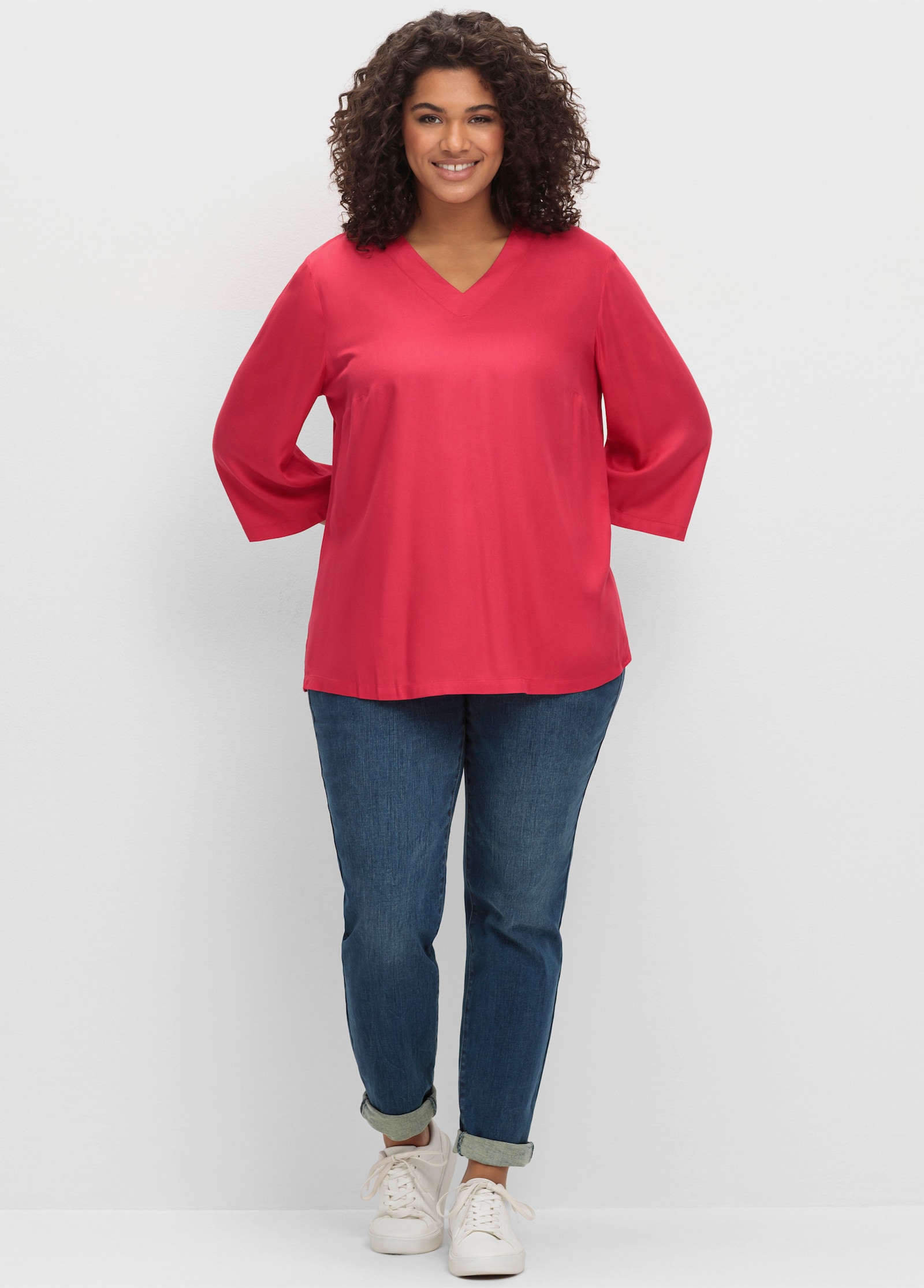 sheego Tunika mit V-Ausschnitt - magenta