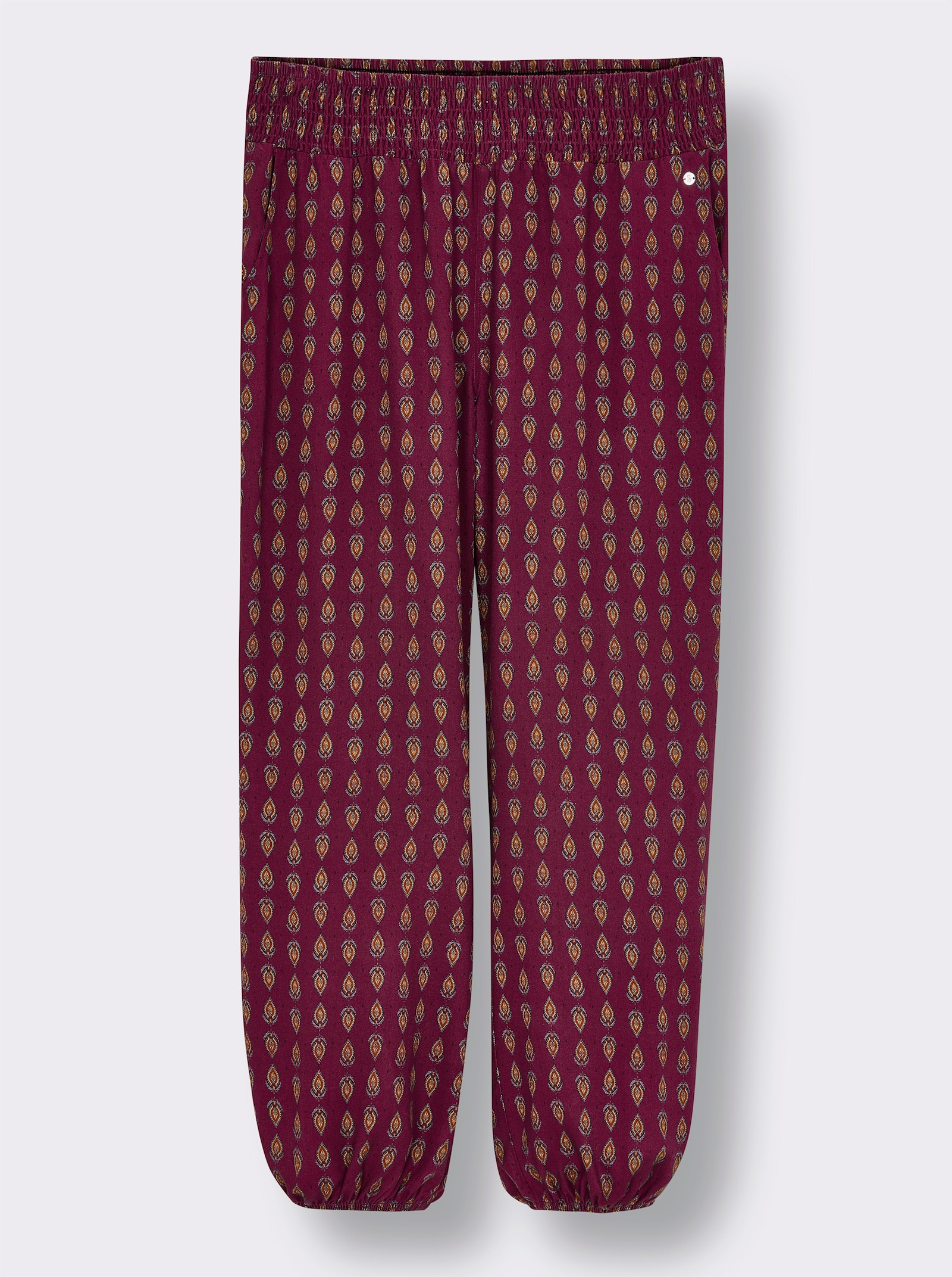 sheego Schlupfhose mit Alloverprint - bordeaux-burgund-bedruckt