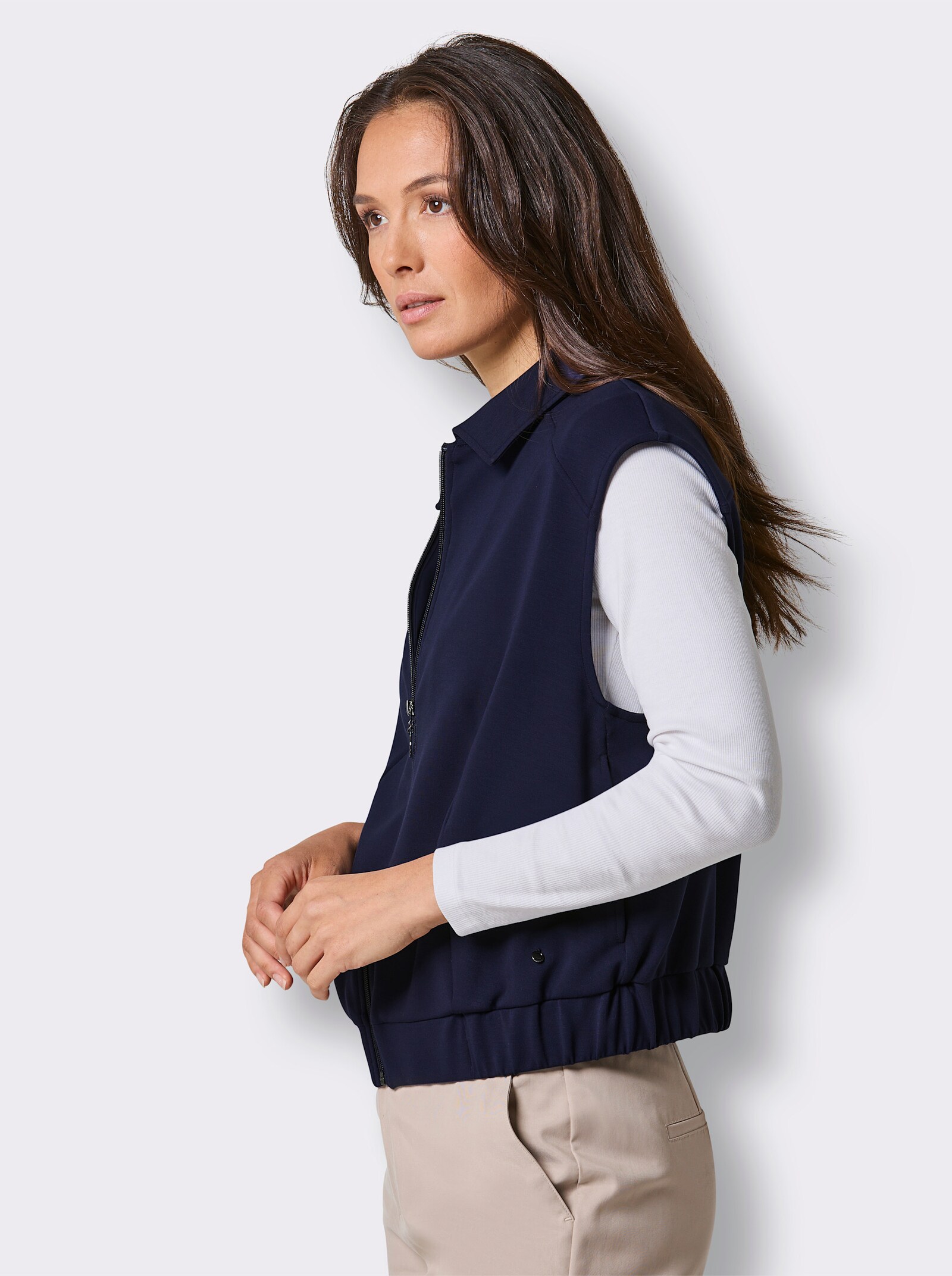CREATION L PREMIUM Shirtweste in knitterarmer Qualität - marine