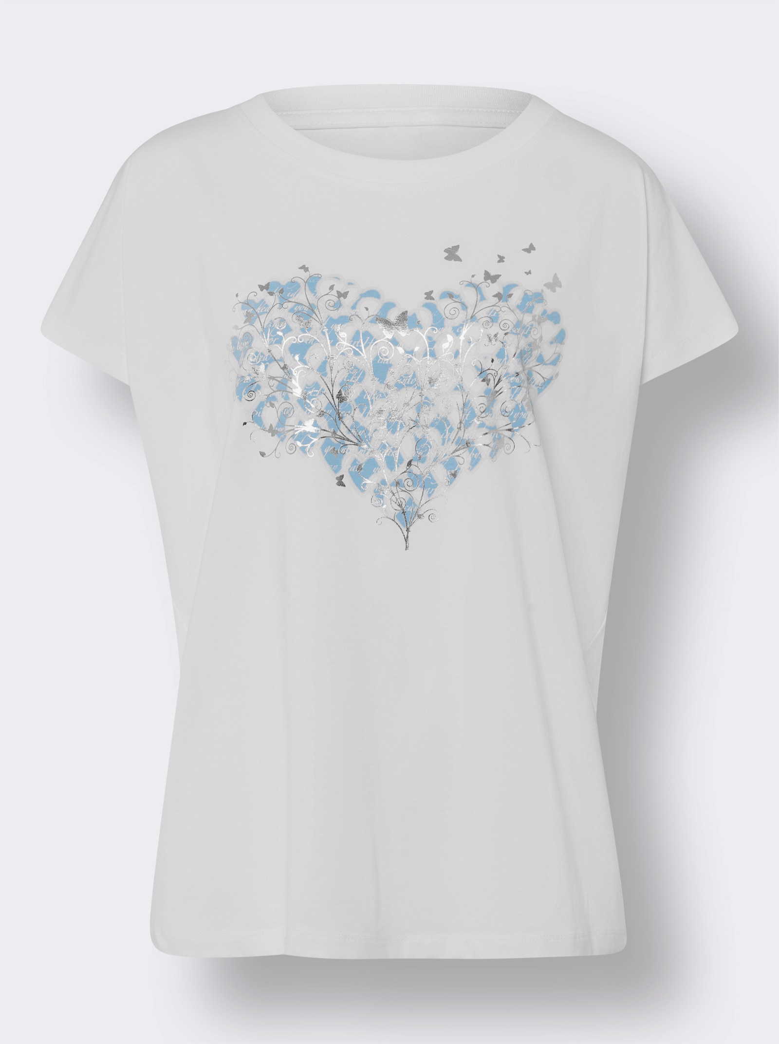 heine Print-Shirt mit platziertem Herz-Druck - weiß