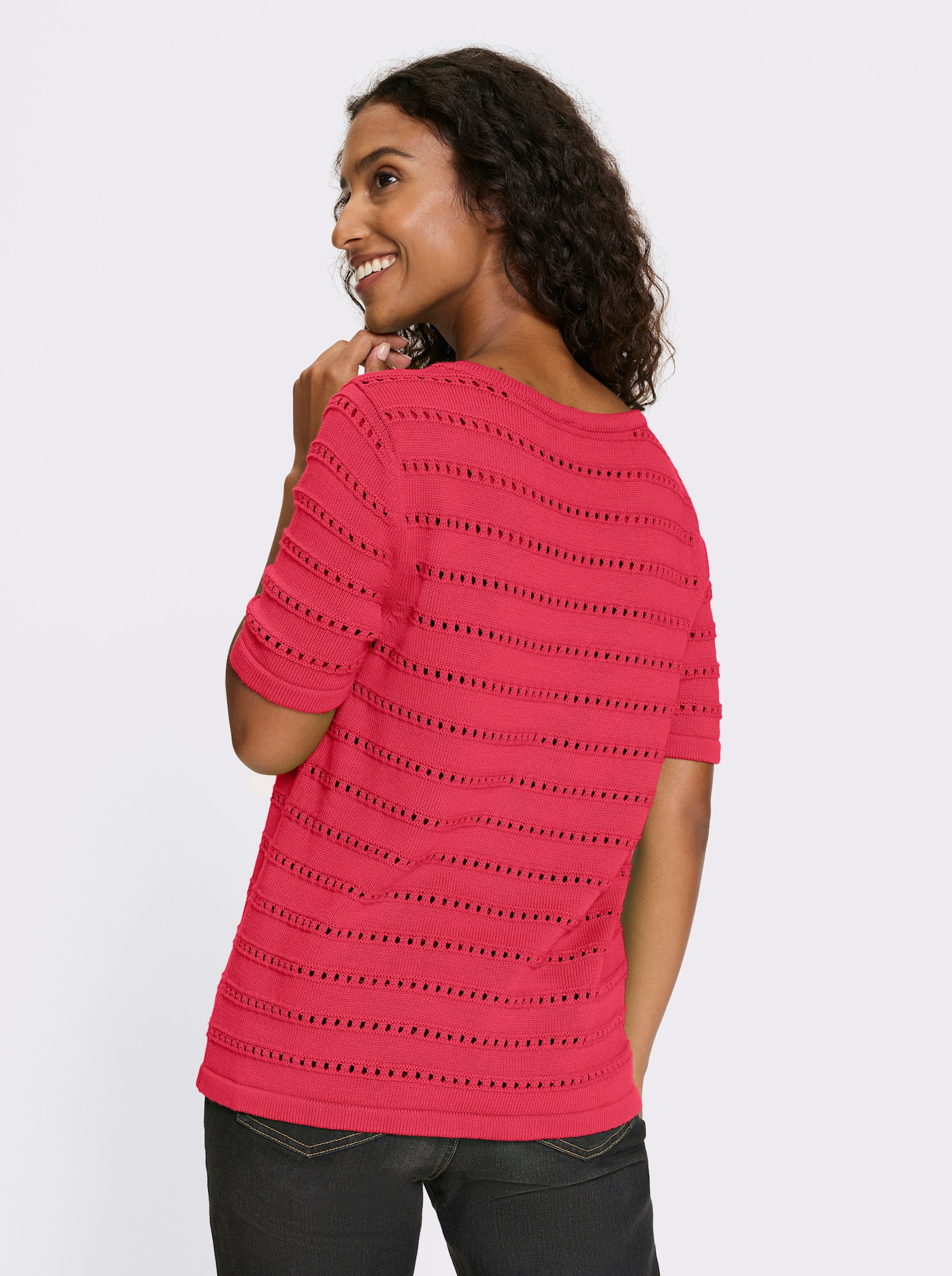 heine Ajourpullover mit 3D-Effekt - pink