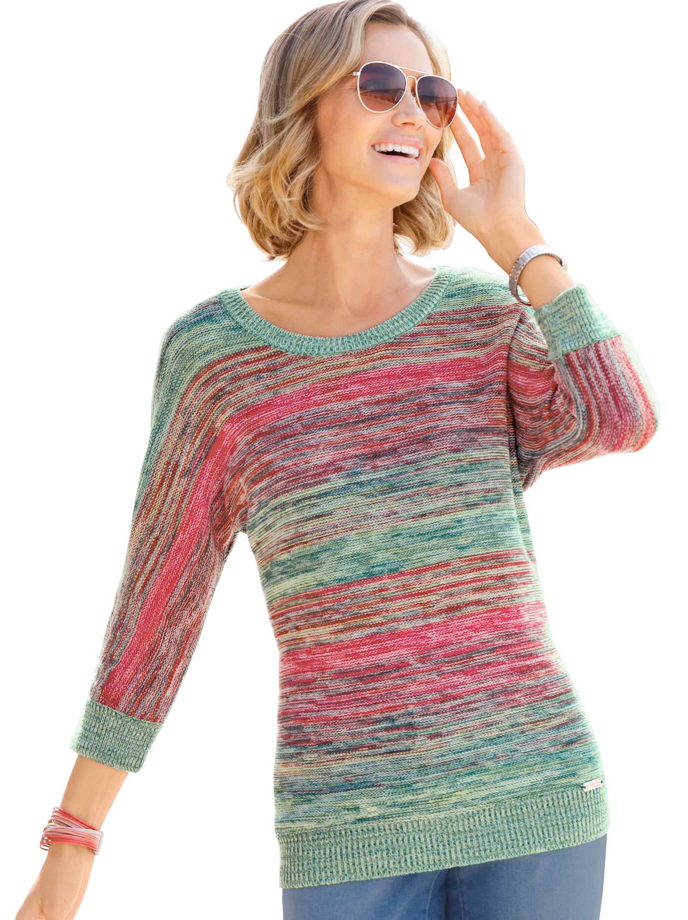 Collection L Pullover - rot-grün-gemustert