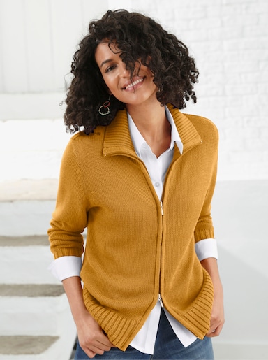 Strickjacke mit 2-Wege-Reißverschluss - maisgelb