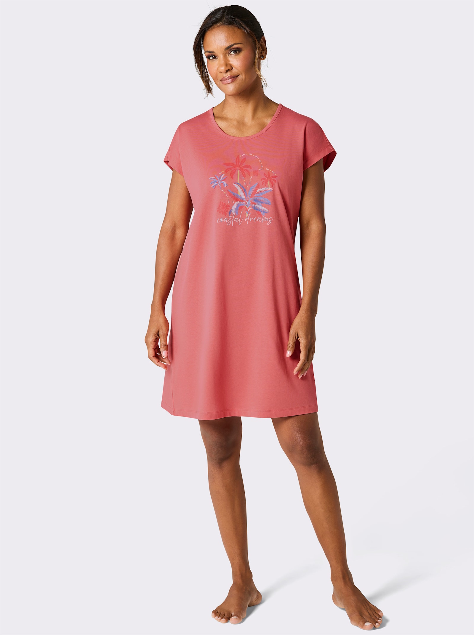 wäschepur Sleepshirts mit Palmen-Druck - himmelblau + koralle