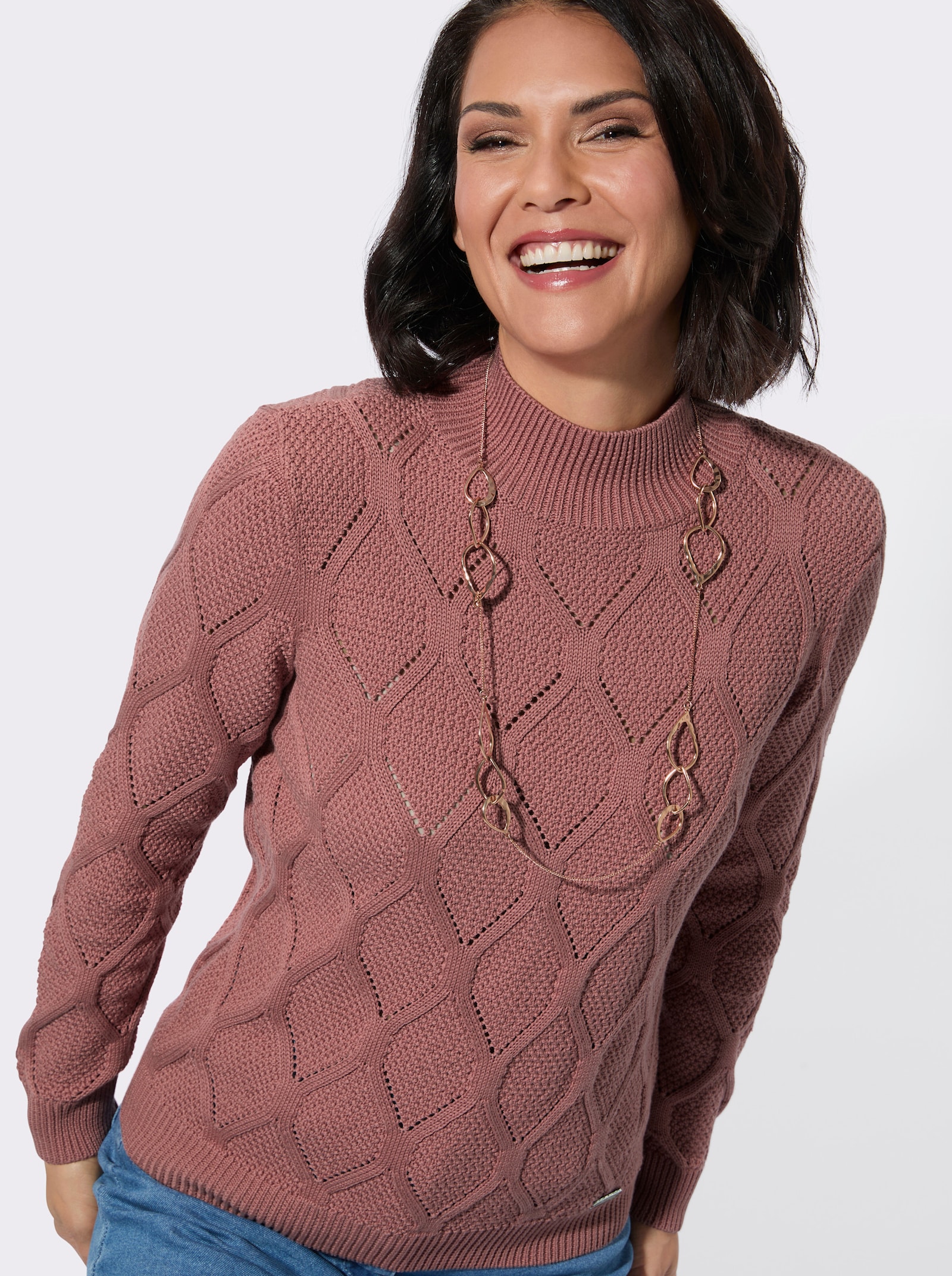 Stehkragenpullover - rosenholz