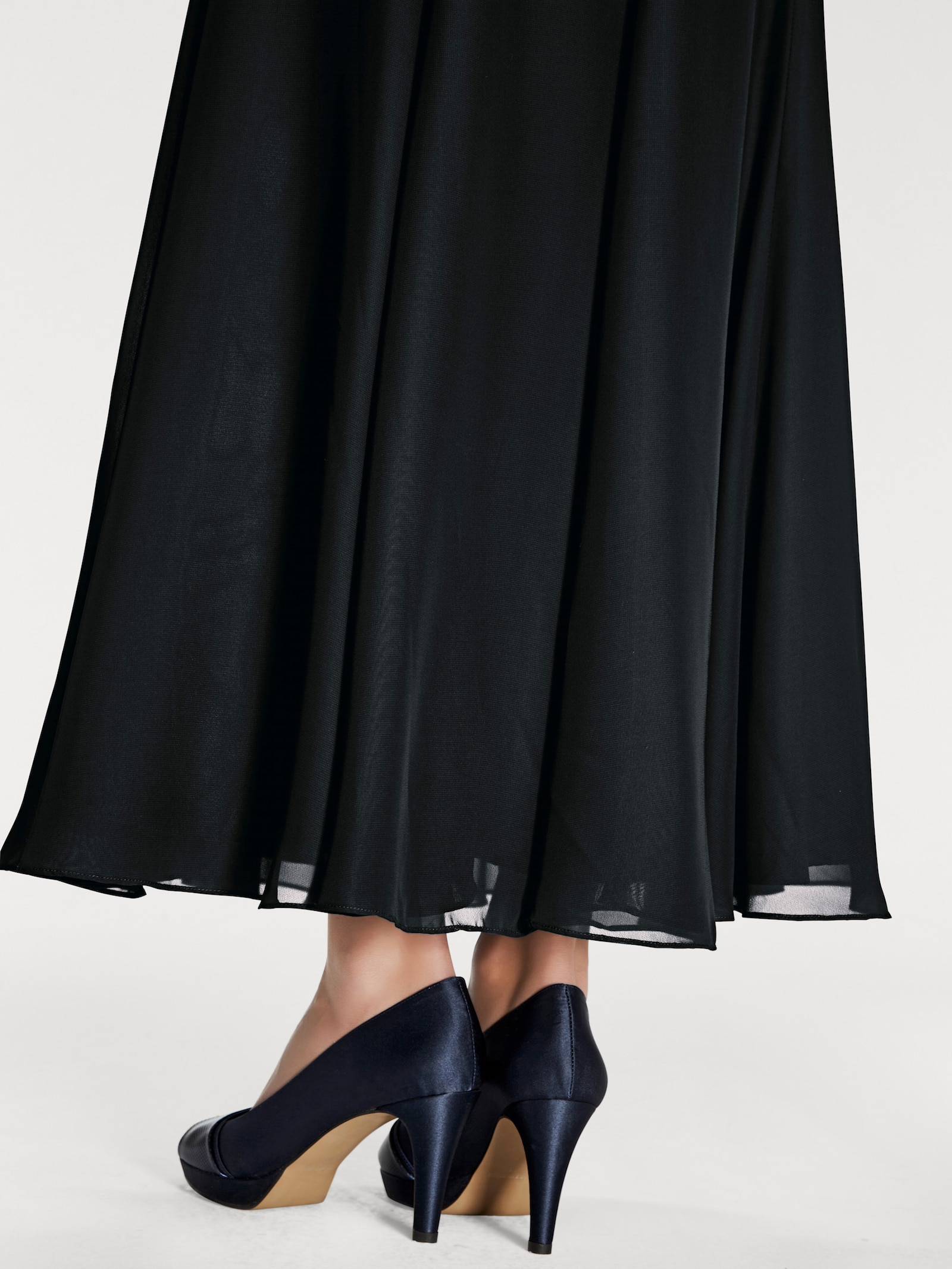 heine Godetrock aus transparentem Chiffon - schwarz