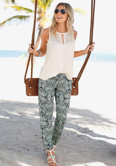 LASCANA Pantalon de plage - marine imprimé