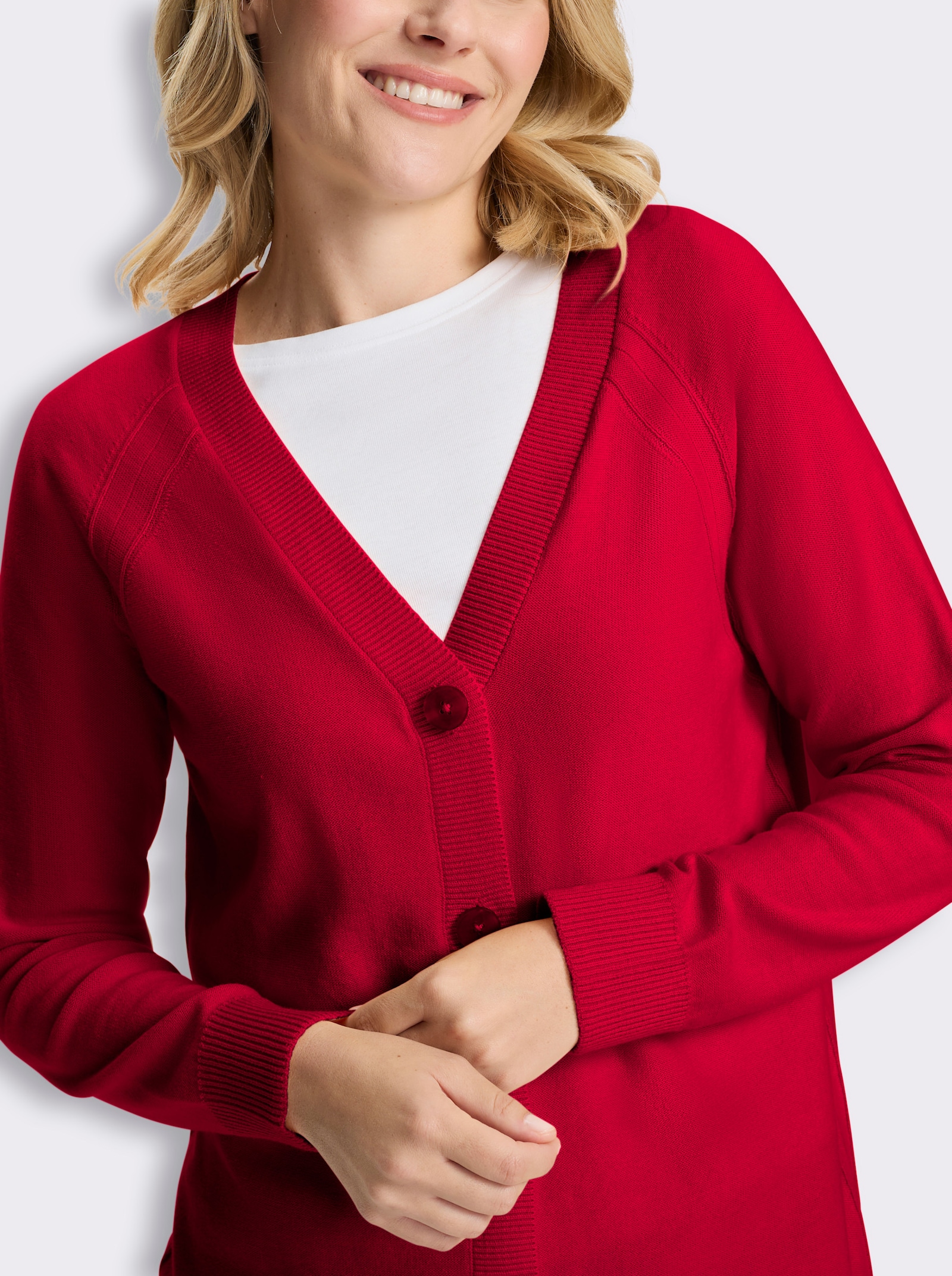 Strickjacke mit Raglan-Ärmeln - rot