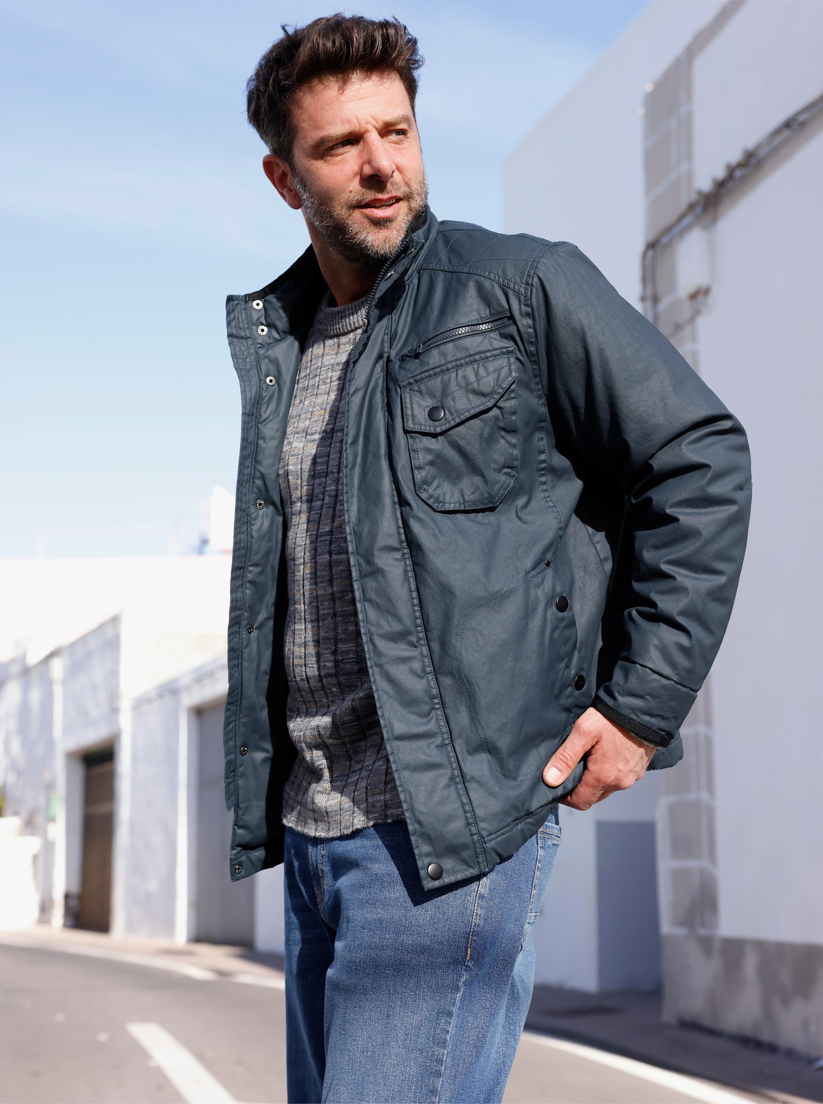 Marco Donati Jacke mit 7 Taschen, winterwarm wattiert - dunkelblau