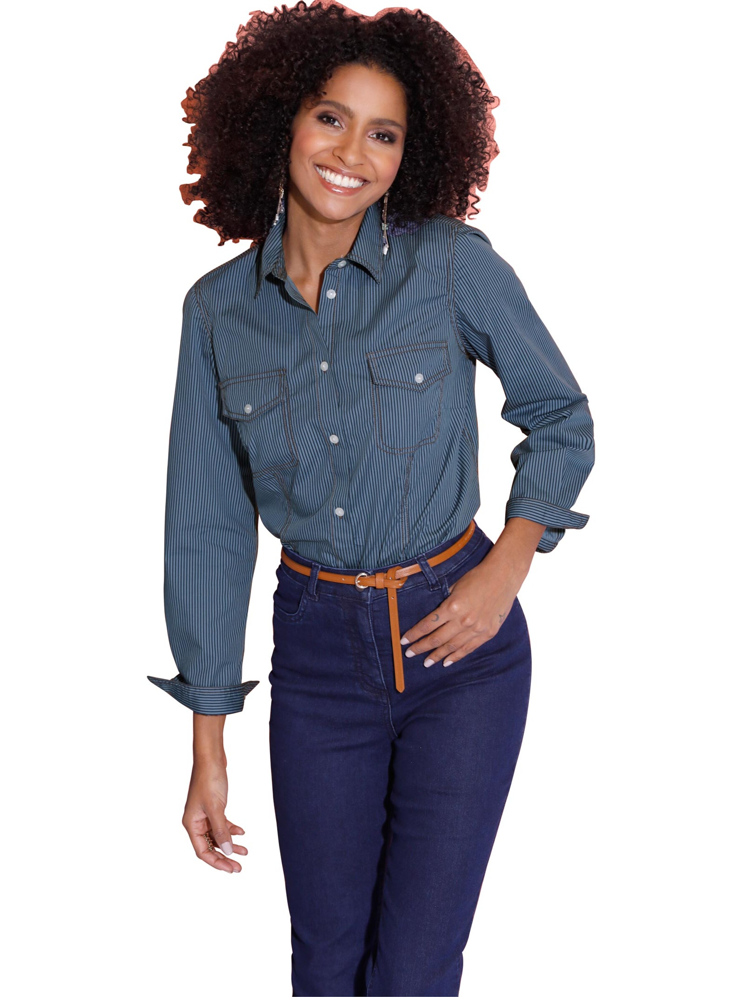 Bluse - blau-gestreift