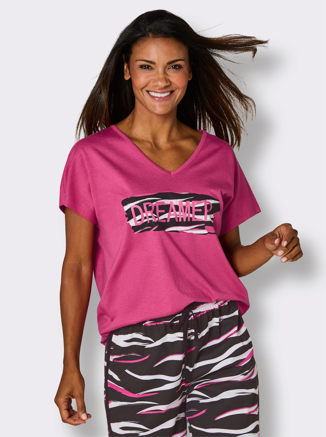 wäschepur Shorty - schwarz-fuchsia-bedruckt