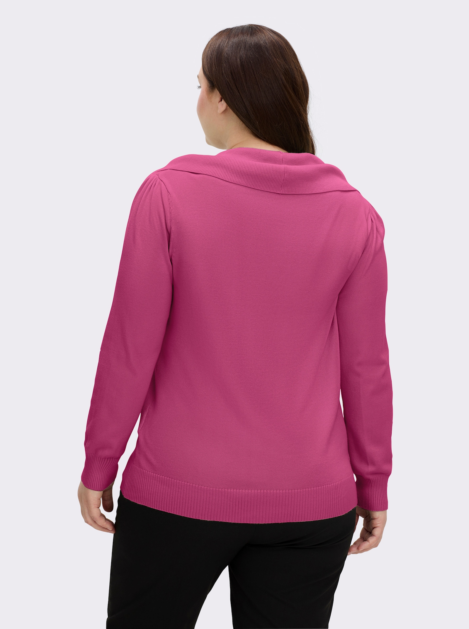 Wasserfallpullover im Baumwoll-Viskose-Mix - fuchsia