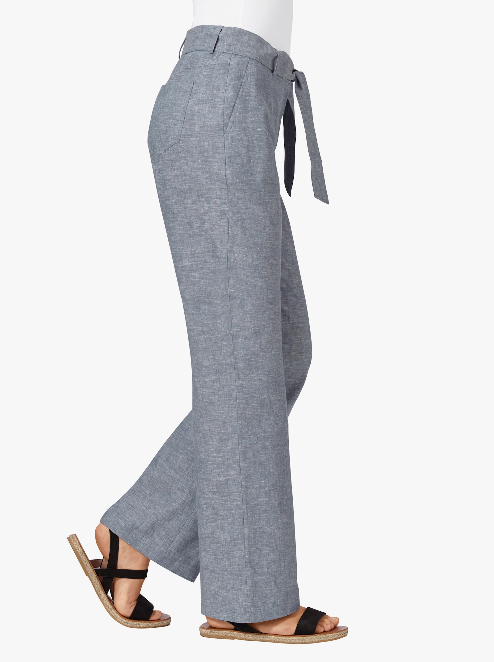 Palazzohose mit Bindegürtel - blau