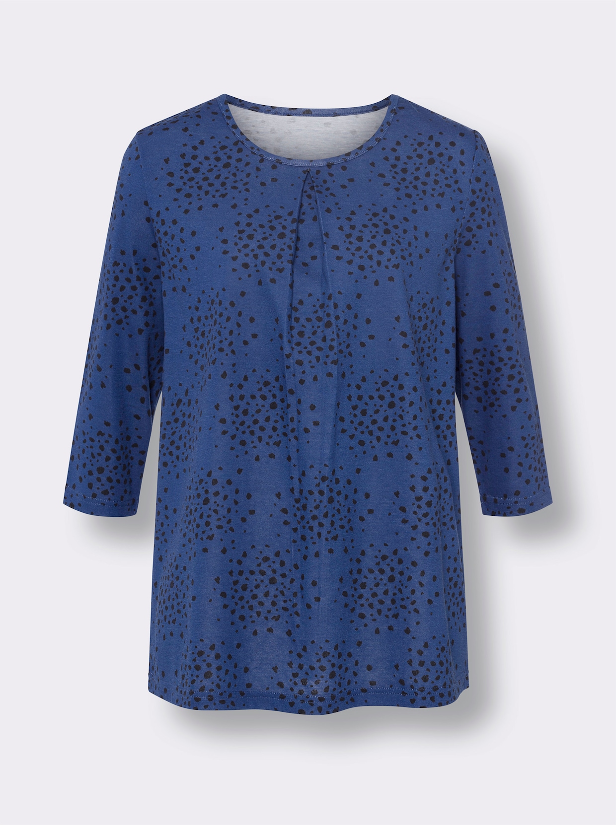 Shirt met 3/4-mouw - koningsblauw/zwart bedrukt