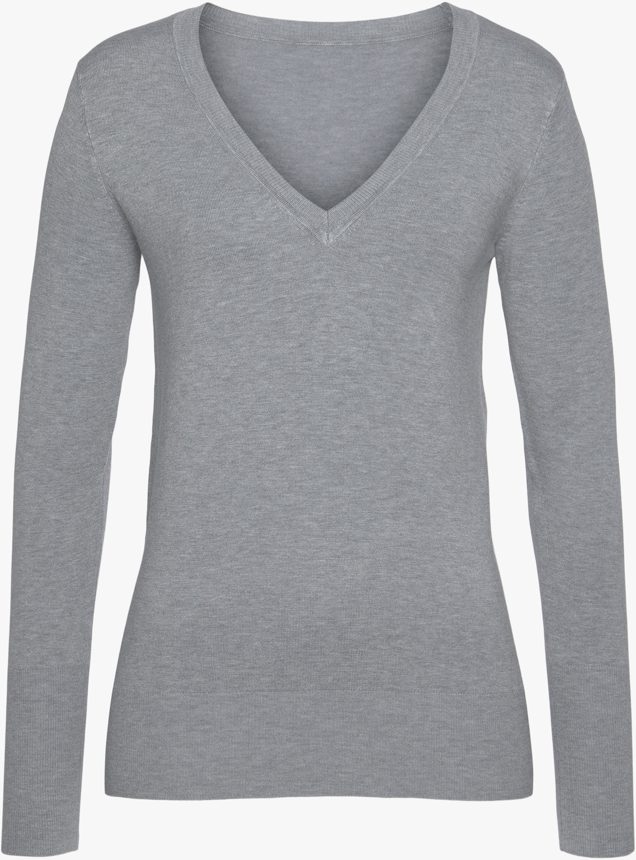 Vivance V-Ausschnitt-Pullover - grau-meliert