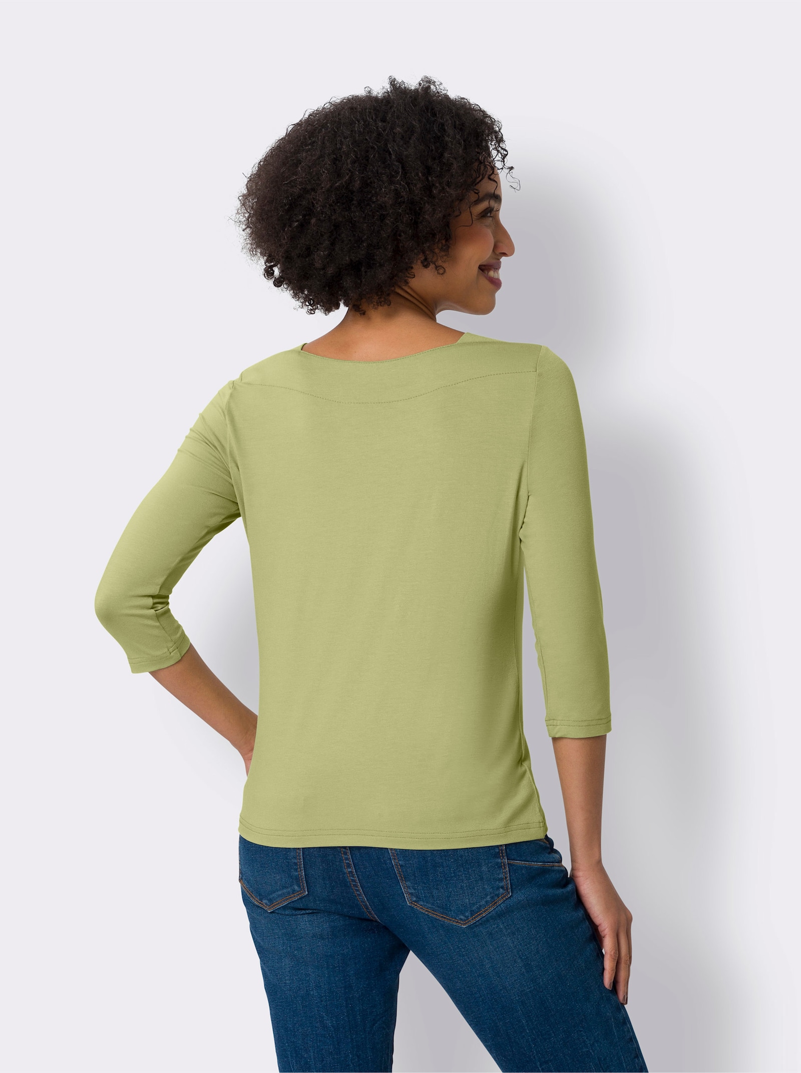 heine Shirt met 3/4-mouwen en boothals - lindegroen