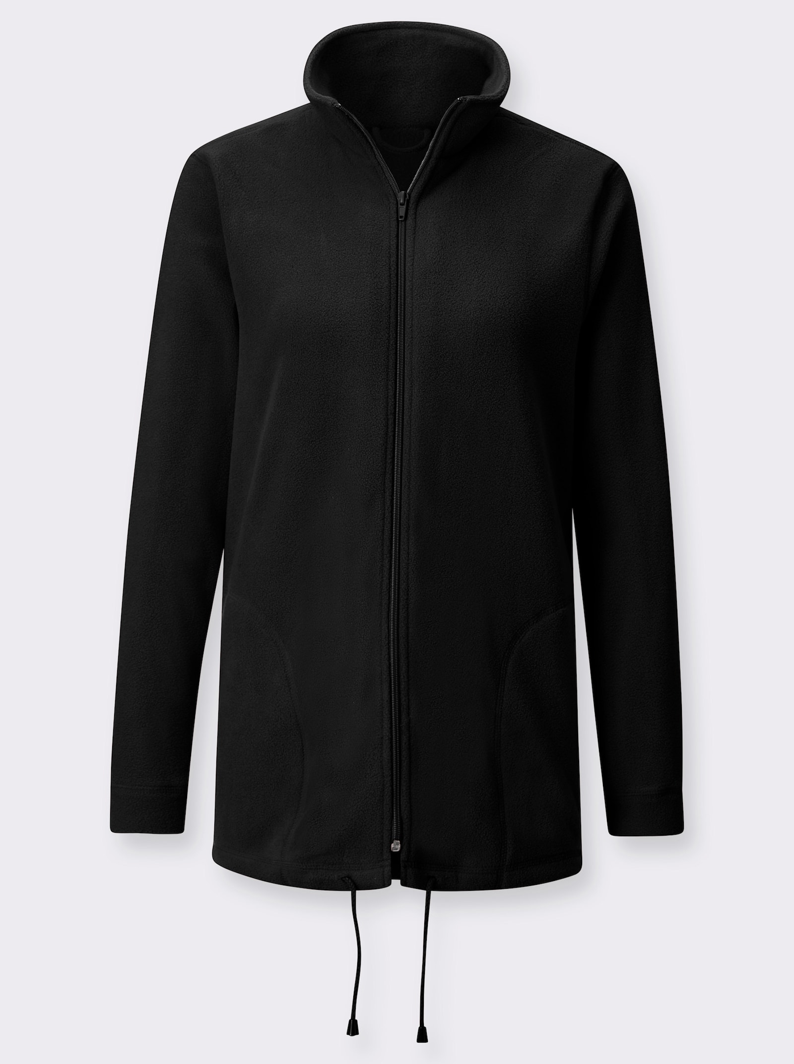 Fleecejacke Kordeldurchzug am Saum - schwarz