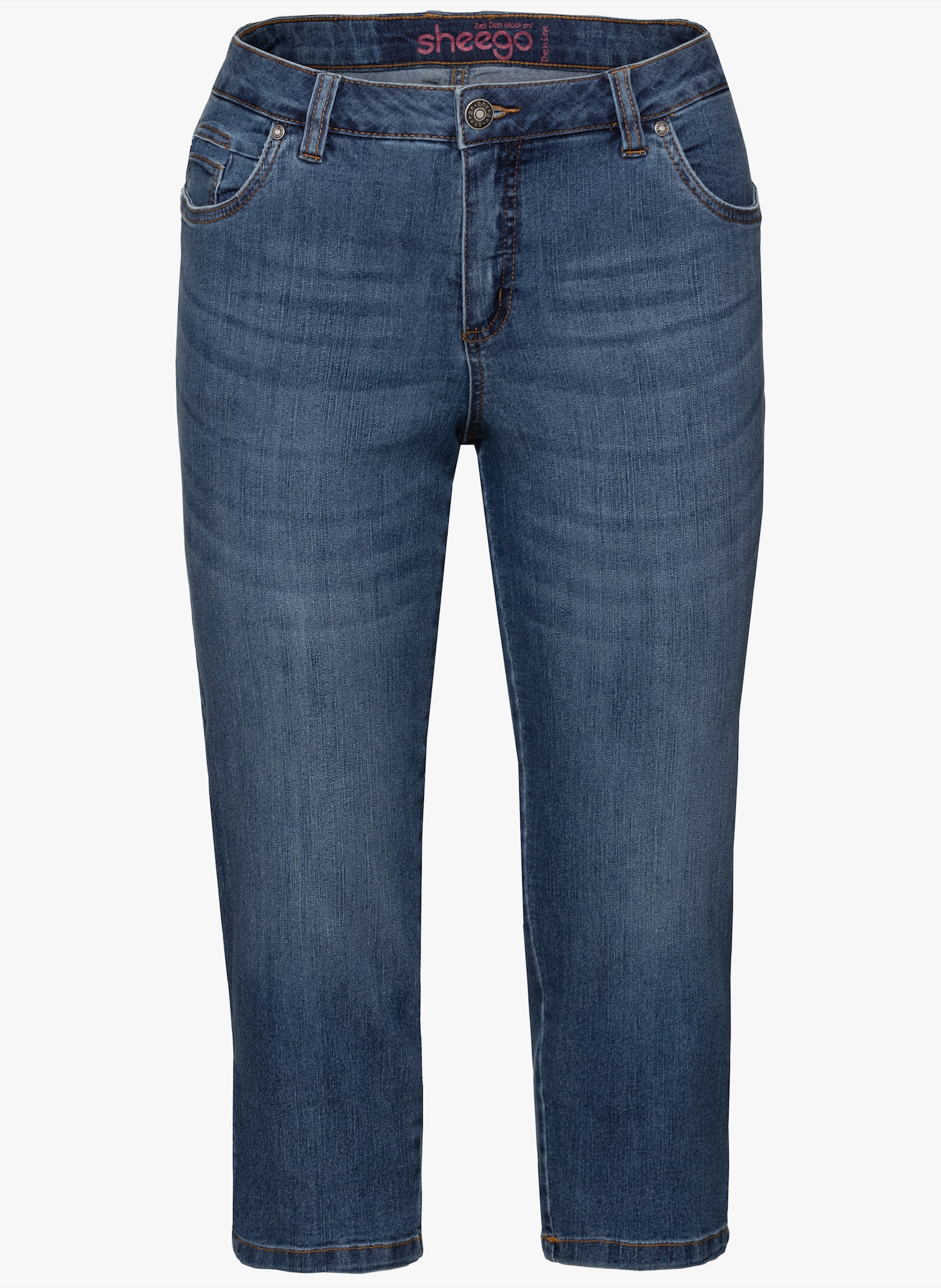 sheego Caprijeans mit Krempelfunktion - blue denim