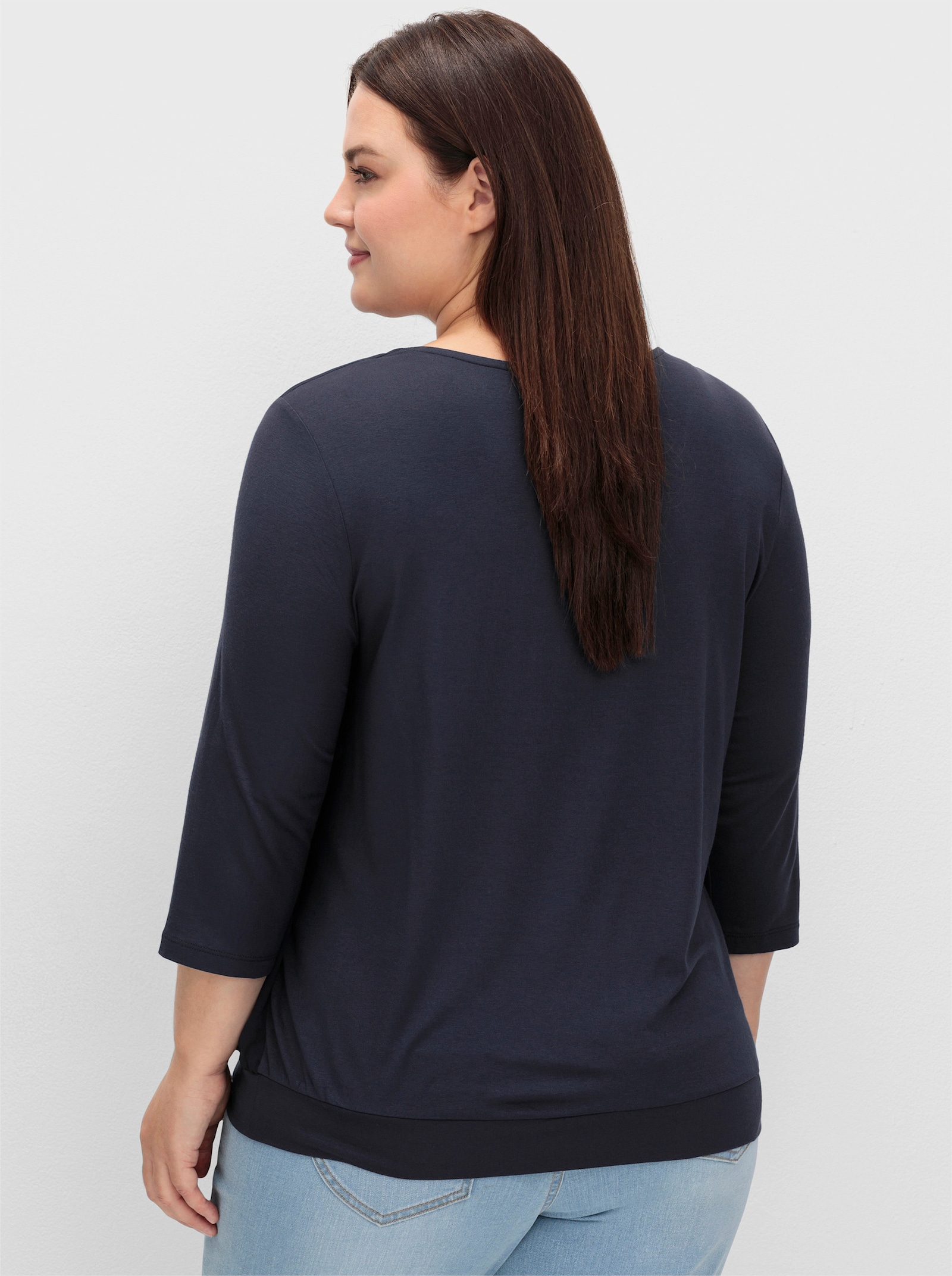 sheego Blusenshirt aus Chiffon - tiefblau