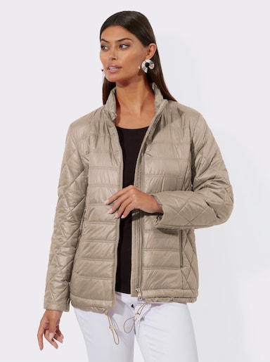 Steppjacke mit Tunnelzug am Saum - beige