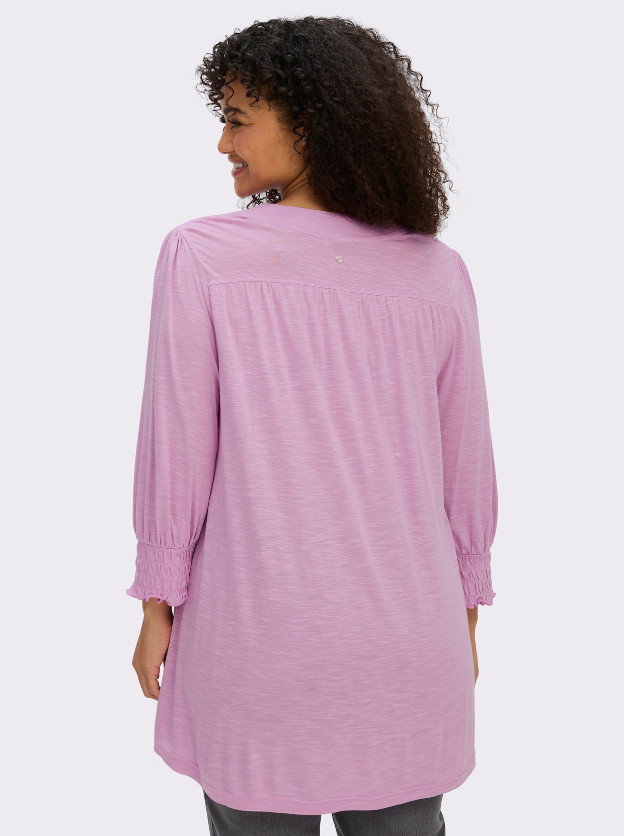 sheego 3/4-Arm-Shirt in A-Linie, mit Ballonärmeln - orchidee