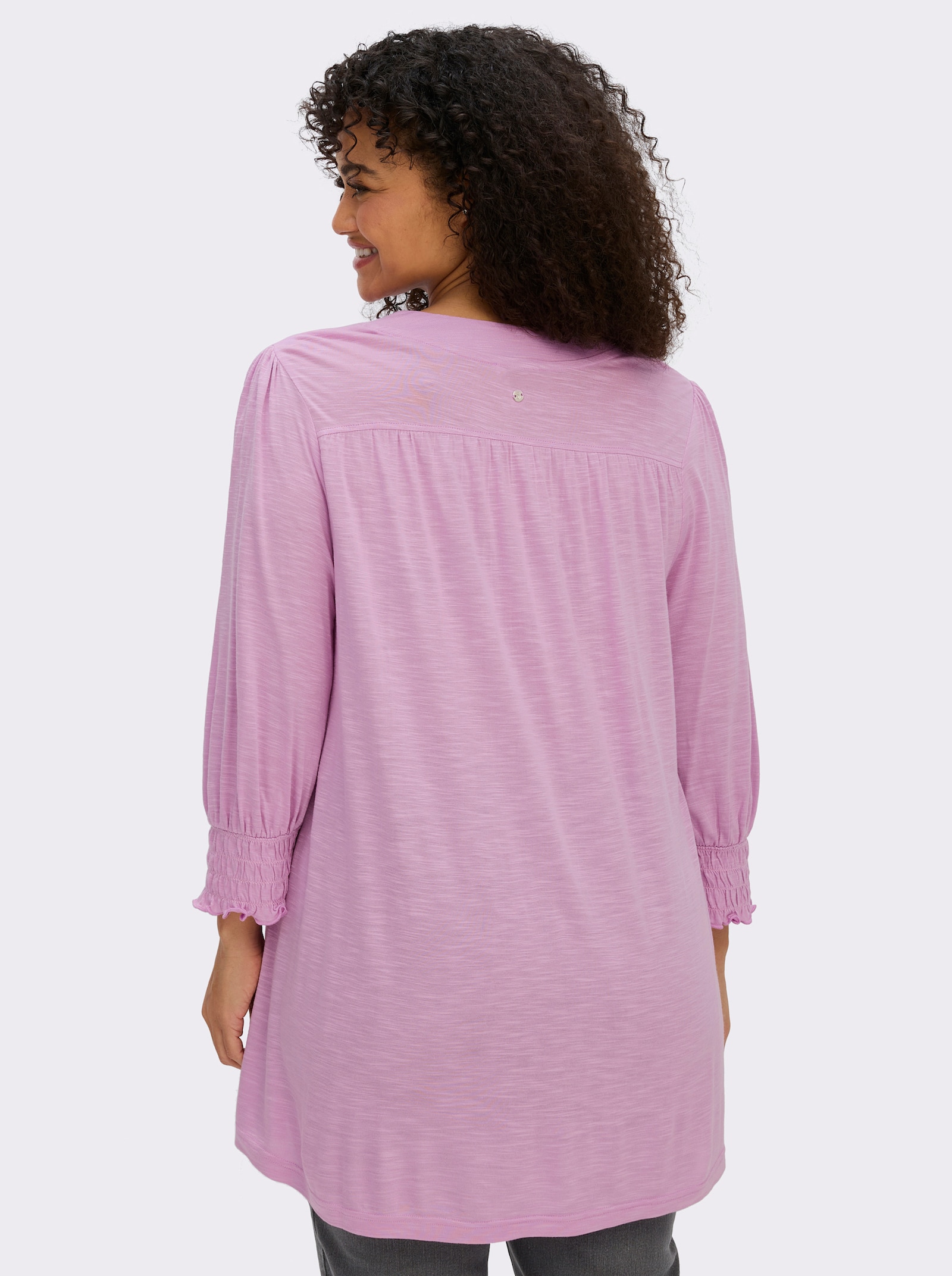 sheego 3/4-Arm-Shirt in A-Linie, mit Ballonärmeln - orchidee